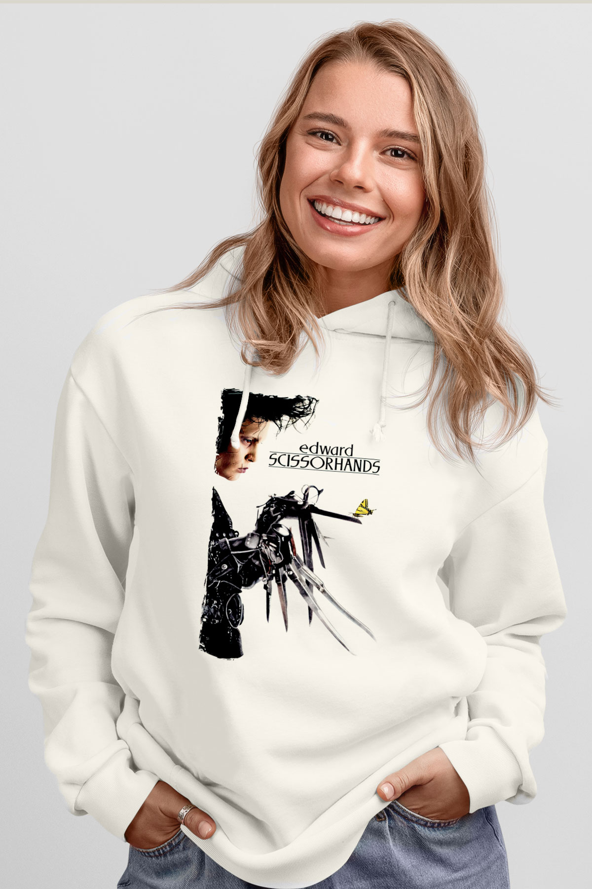 Edward Scissorhands Beyaz Unisex Hoodie
