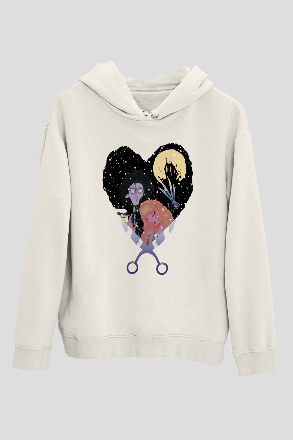Edward Scissorhands Beyaz Unisex Kapşonlu Sweatshirt