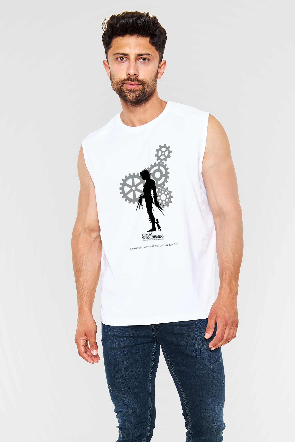 Edward Scissorhands Beyaz Unisex Kolsuz Tişört