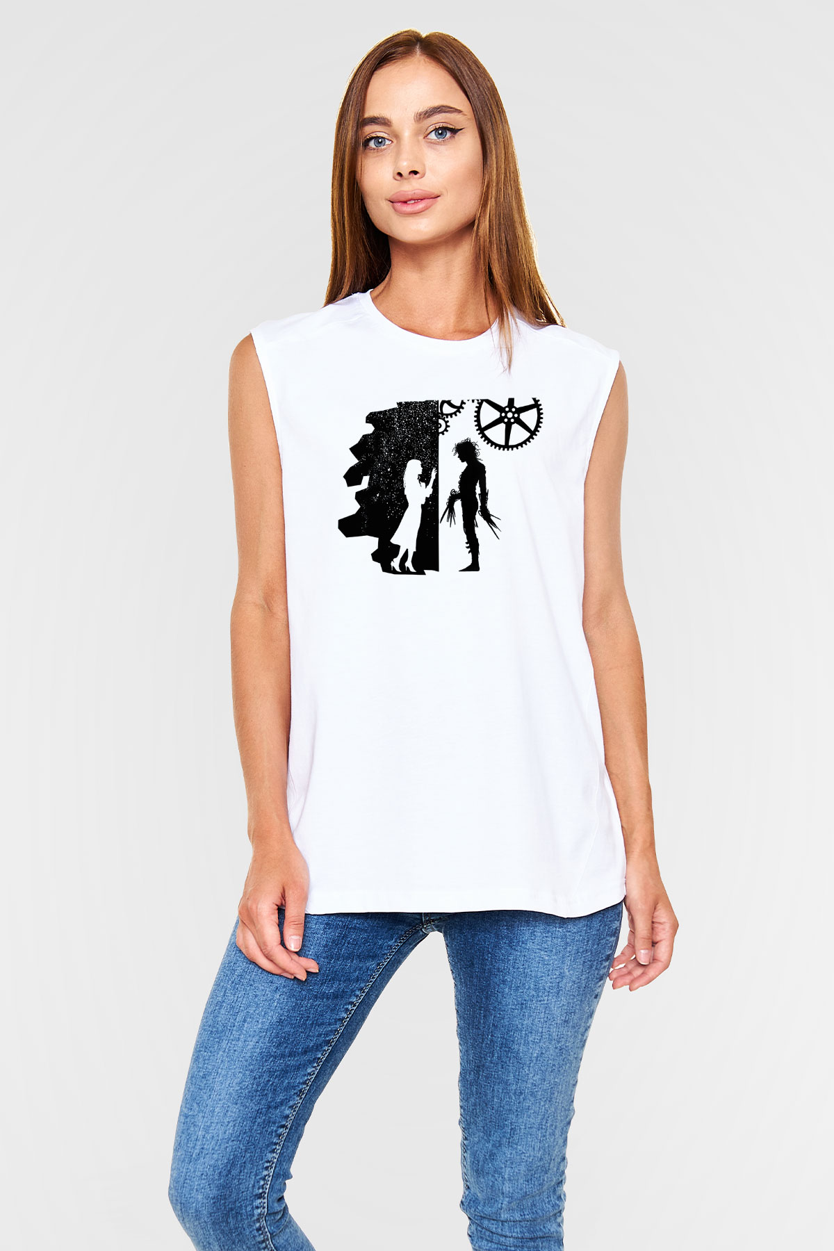 Edward Scissorhands Beyaz Unisex Kolsuz Tişört