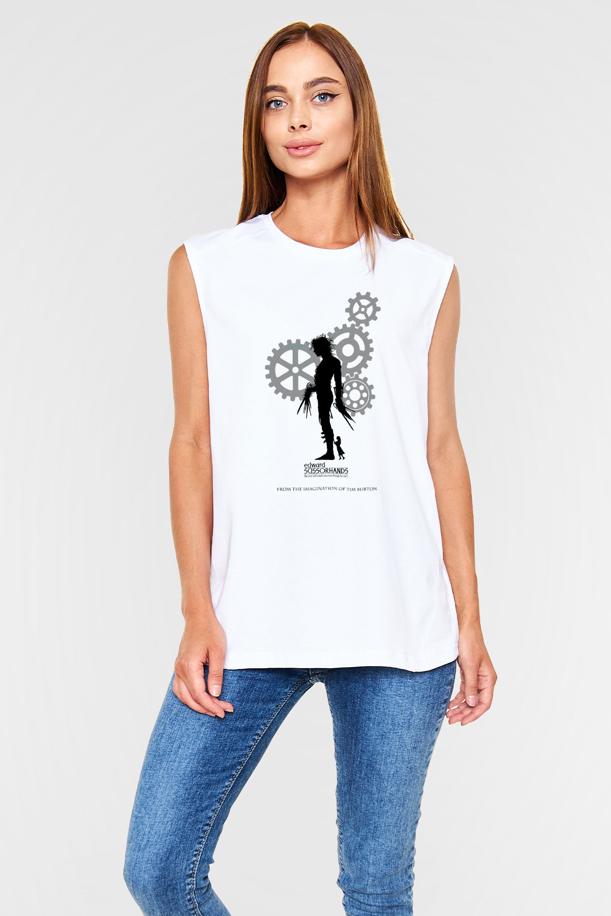 Edward Scissorhands Beyaz Unisex Kolsuz Tişört