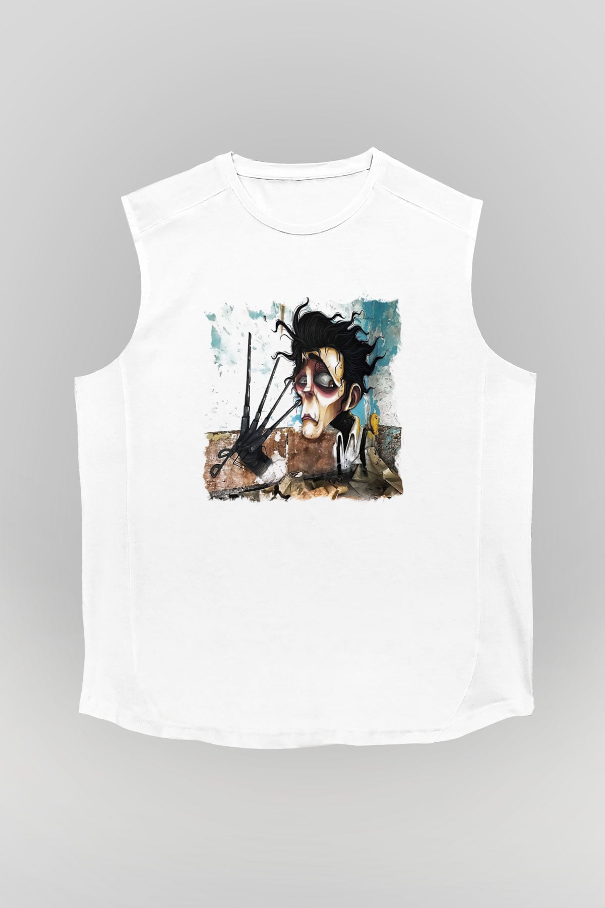 Edward Scissorhands Beyaz Unisex Kolsuz Tişört