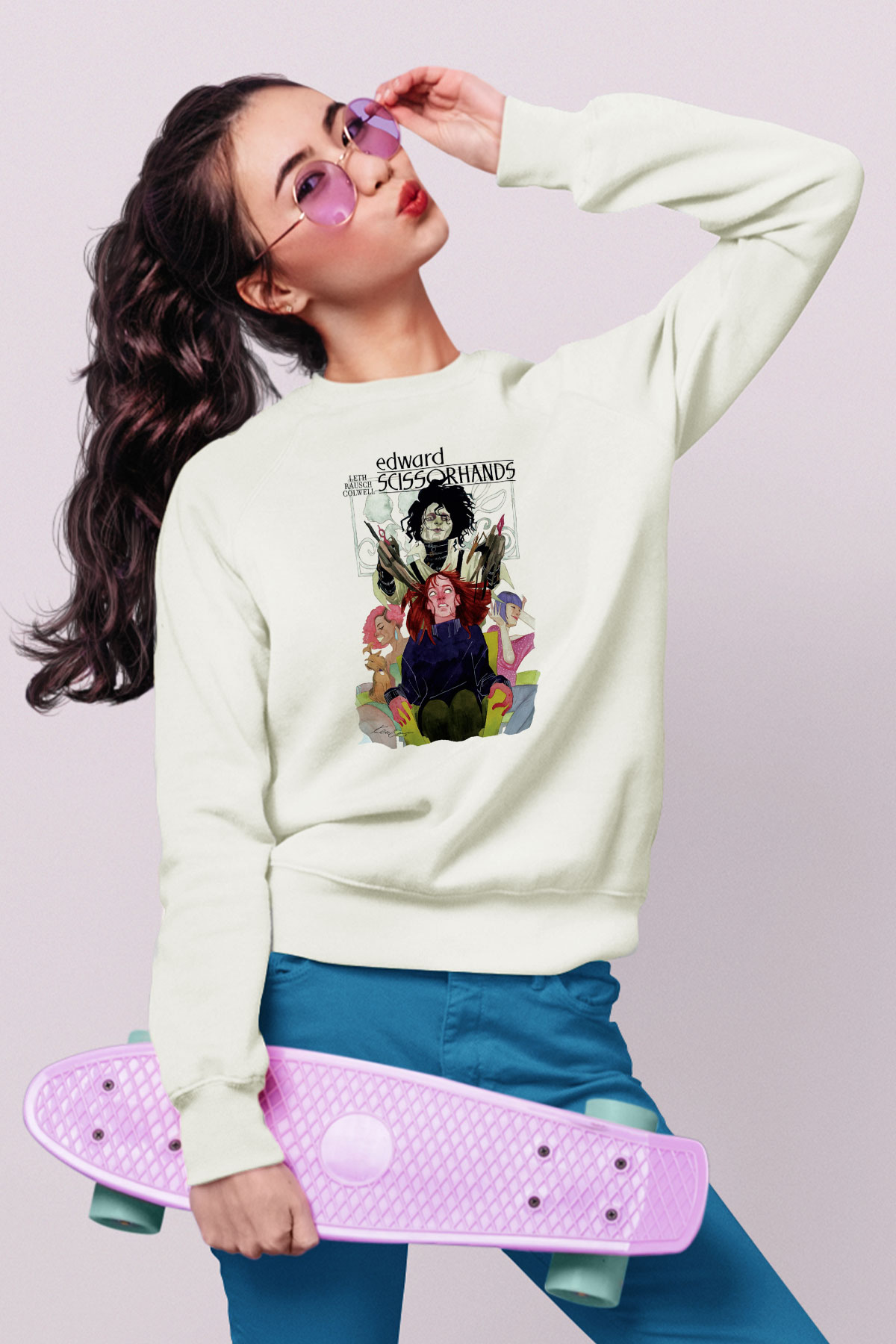 Edward Scissorhands Beyaz Unisex Sweatshirt