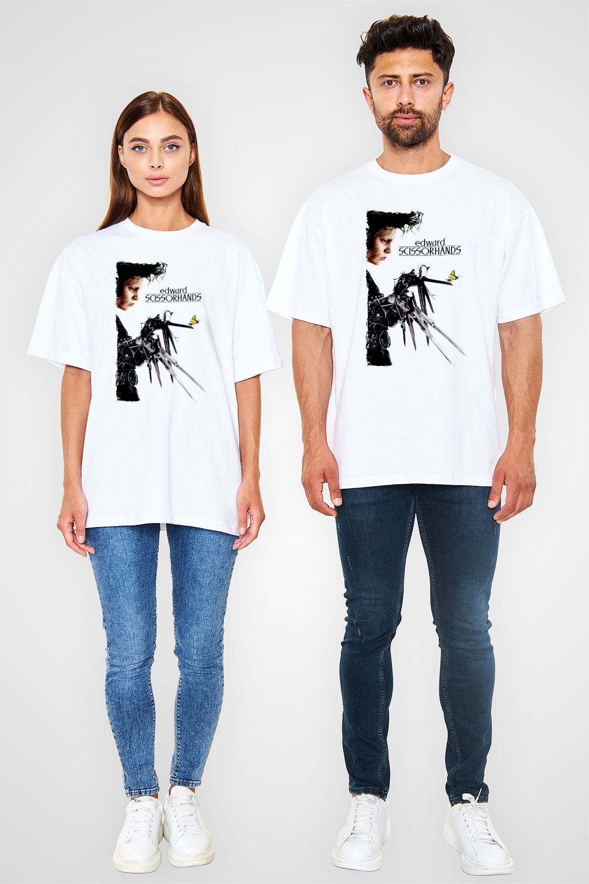 Edward Scissorhands Beyaz Oversize Tişört