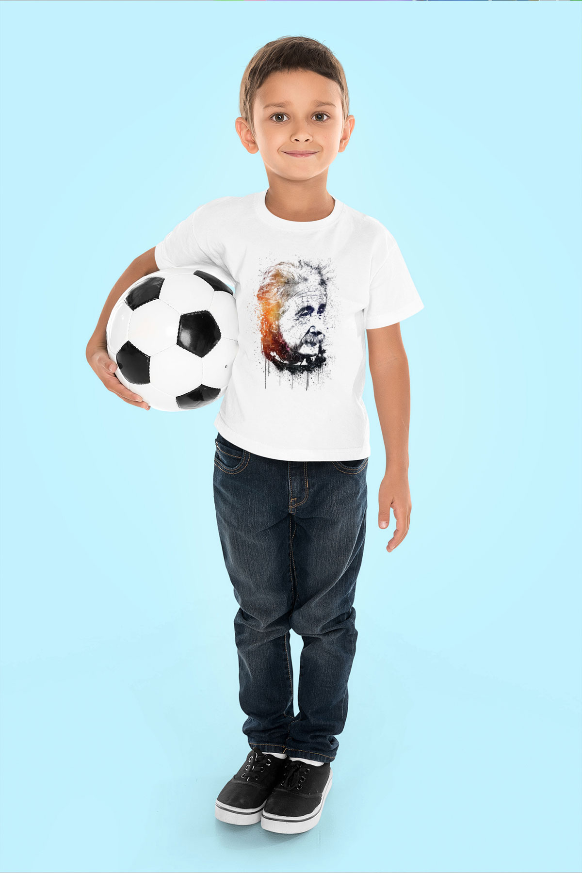Einstein Baskılı Beyaz Unisex Çocuk Tişört