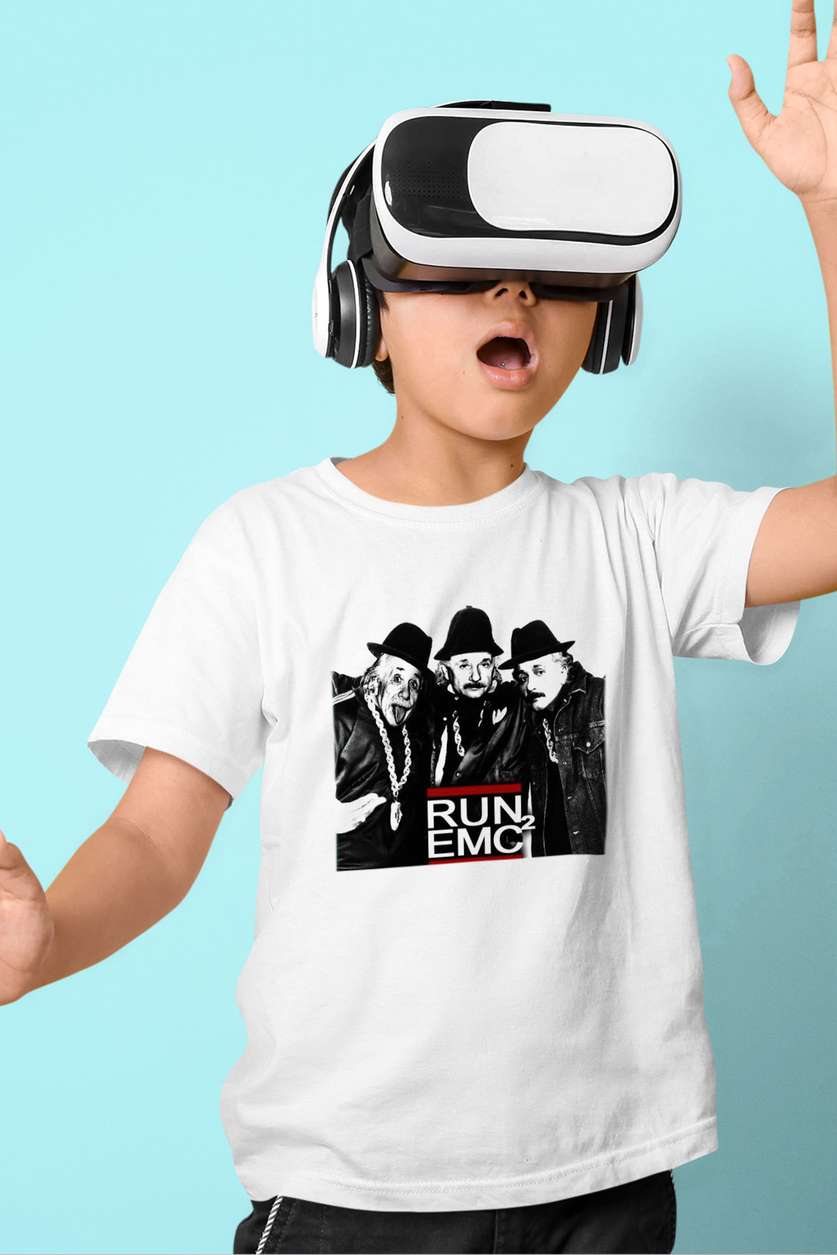 Einstein Baskılı Beyaz Unisex Çocuk Tişört
