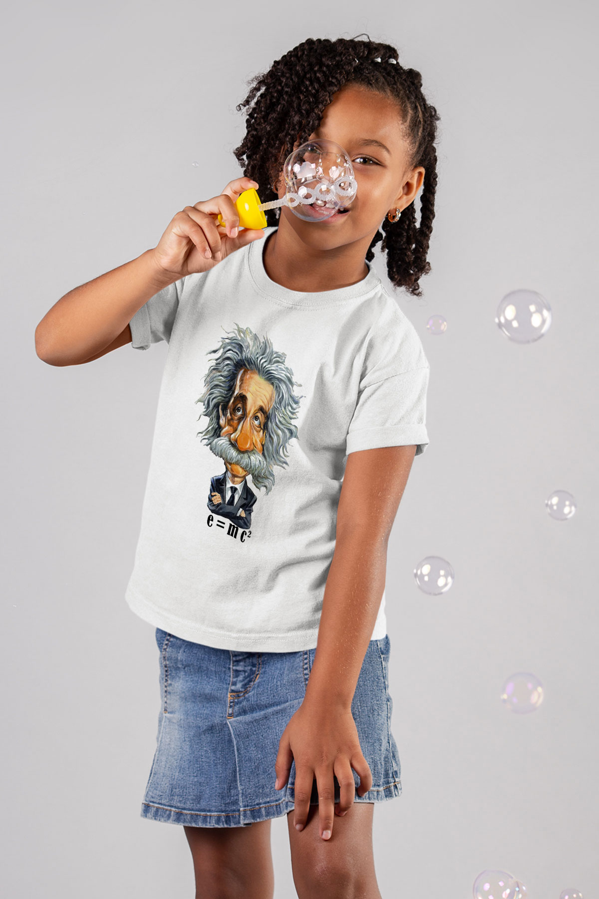 Einstein Baskılı Beyaz Unisex Çocuk Tişört