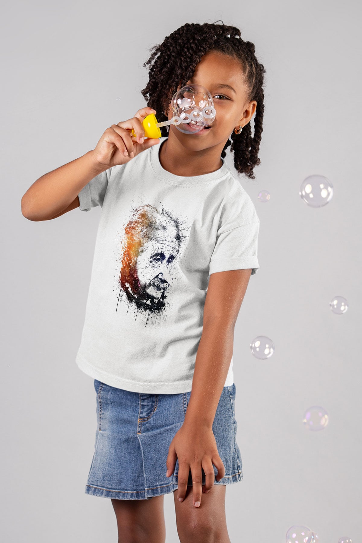 Einstein Baskılı Beyaz Unisex Çocuk Tişört