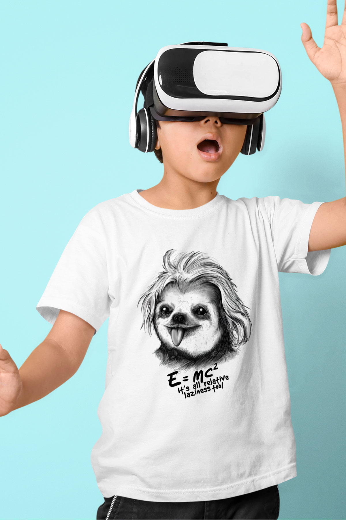 Einstein Baskılı Beyaz Unisex Çocuk Tişört