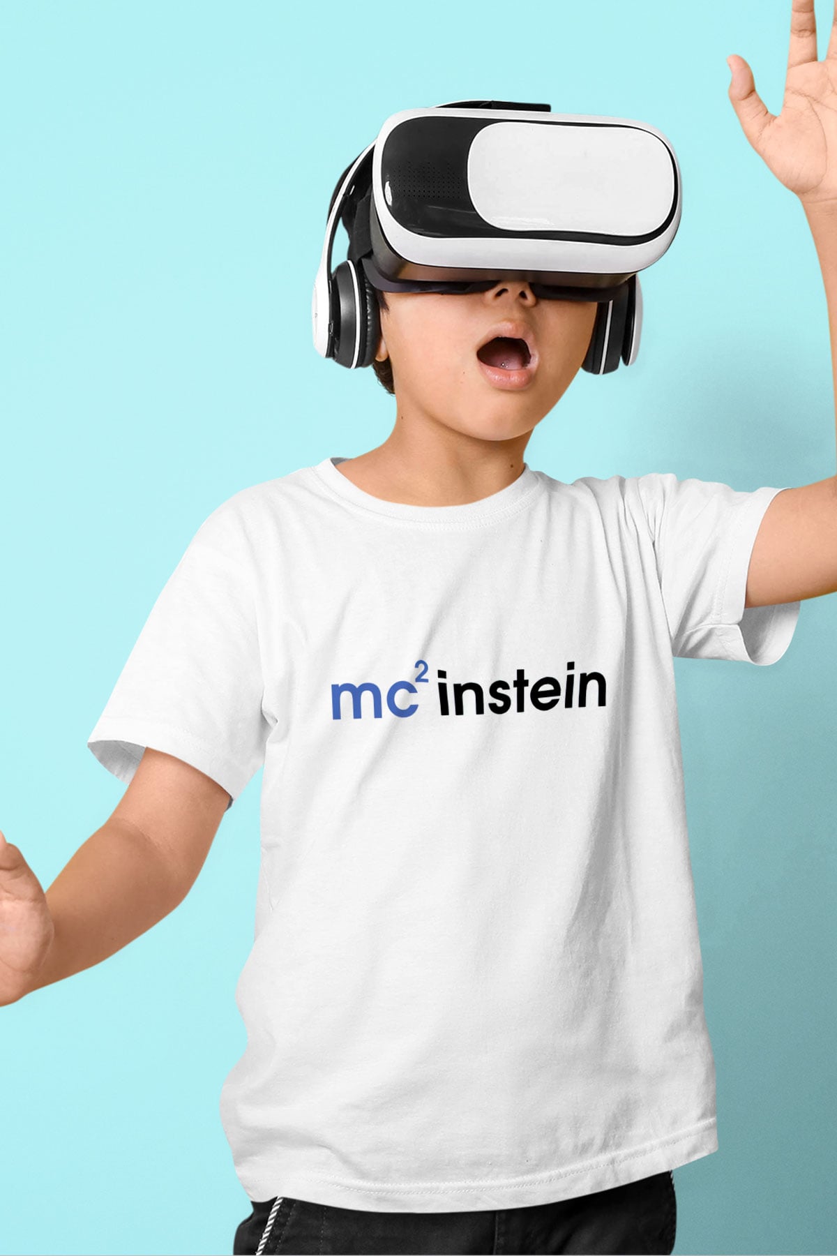 Einstein Baskılı Beyaz Unisex Çocuk Tişört