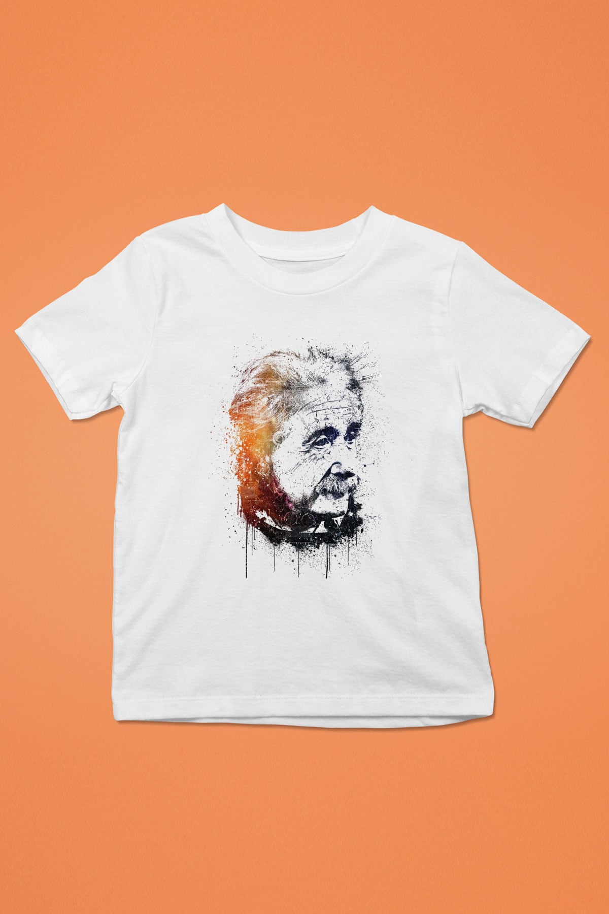 Einstein Baskılı Beyaz Unisex Çocuk Tişört
