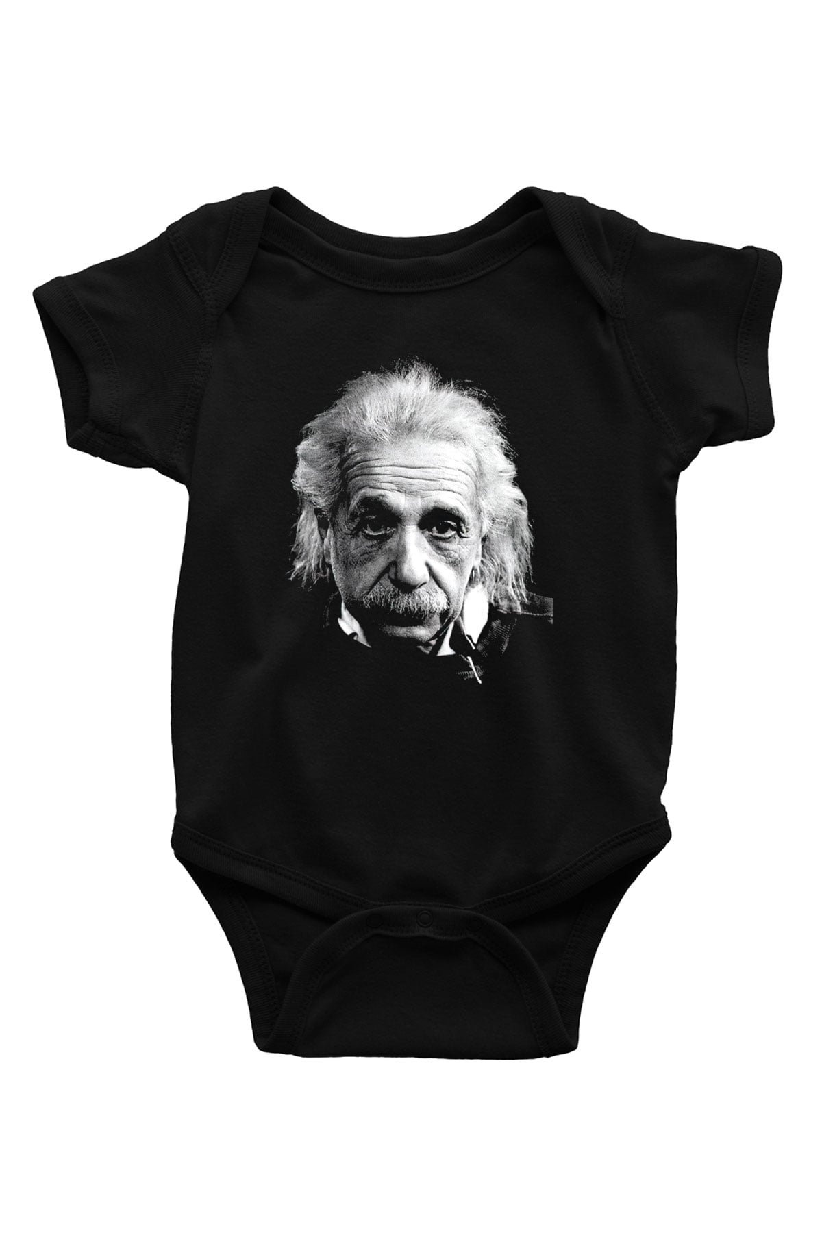 Einstein Baskılı Siyah Bebek Body - Zıbın