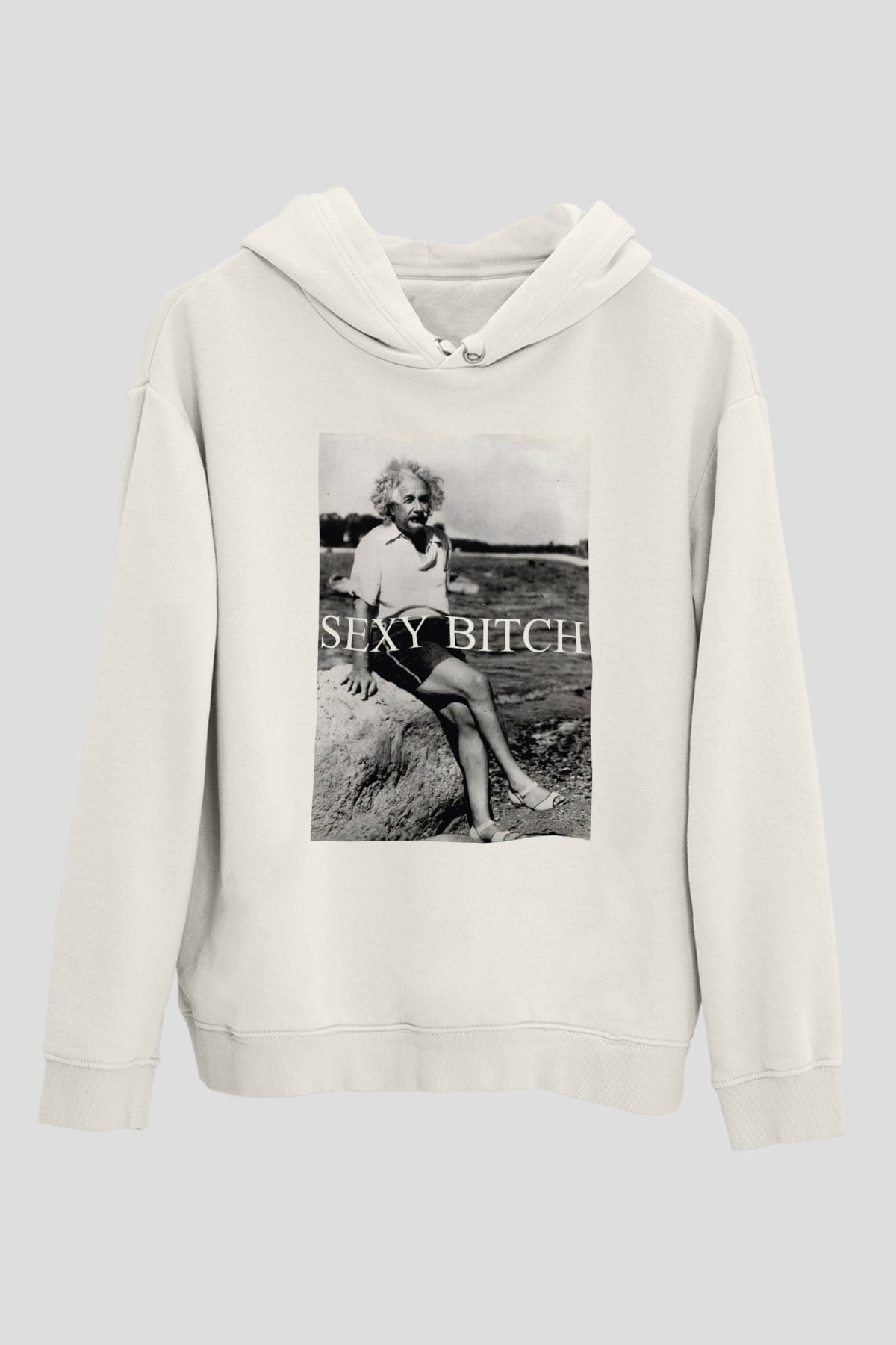 Einstein Beyaz Unisex Kapşonlu Sweatshirt