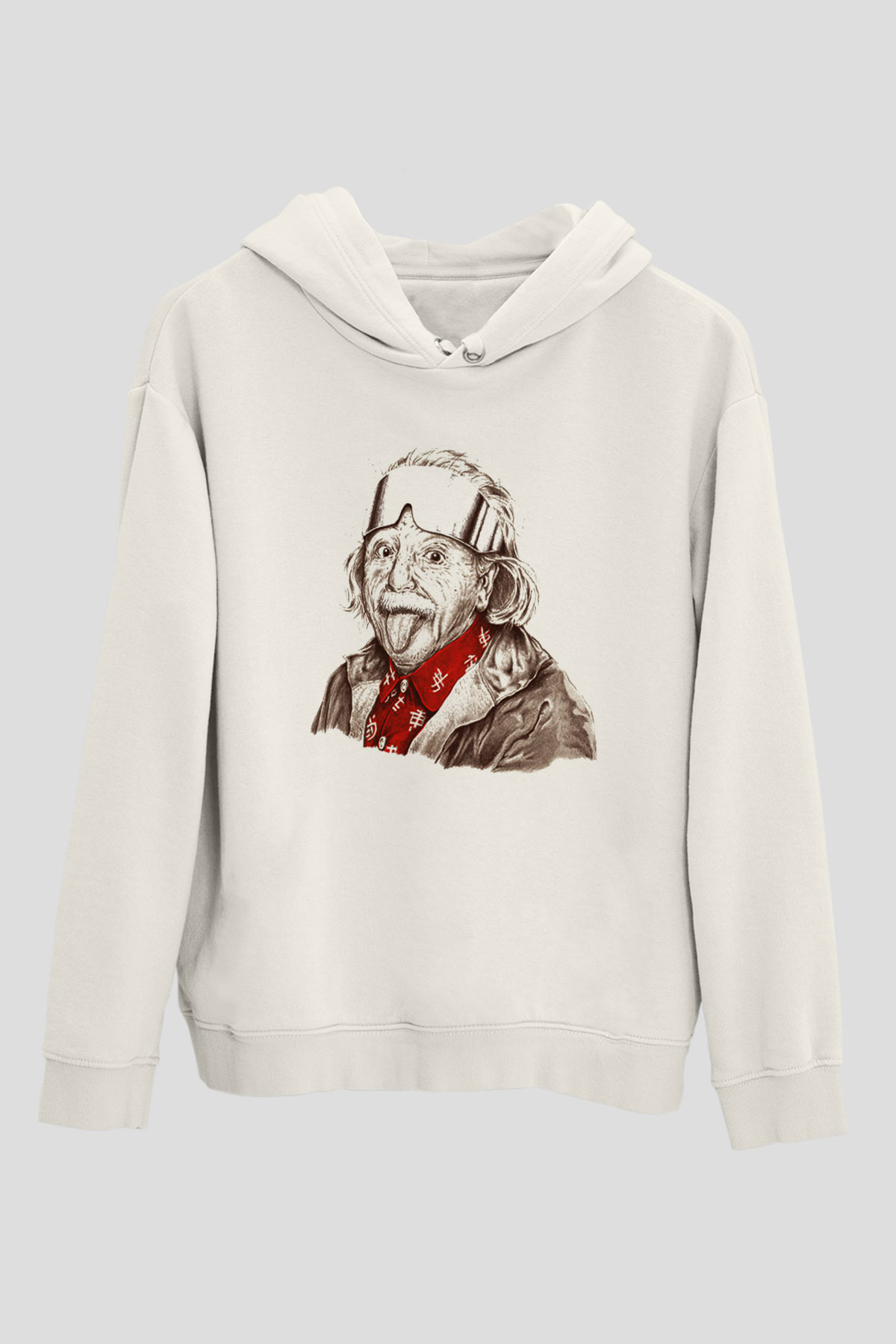 Einstein Beyaz Unisex Kapşonlu Sweatshirt
