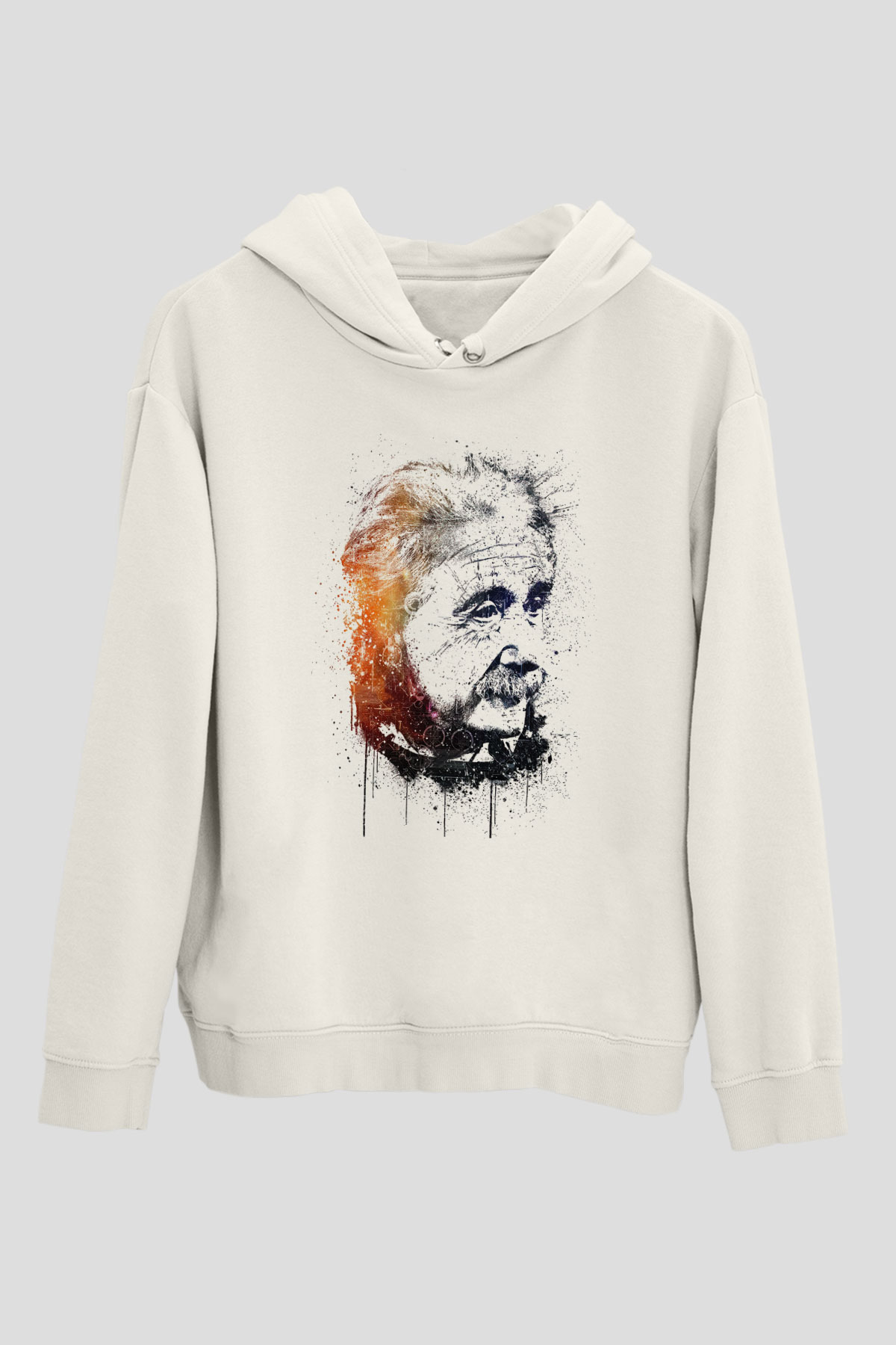 Einstein Beyaz Unisex Kapşonlu Sweatshirt