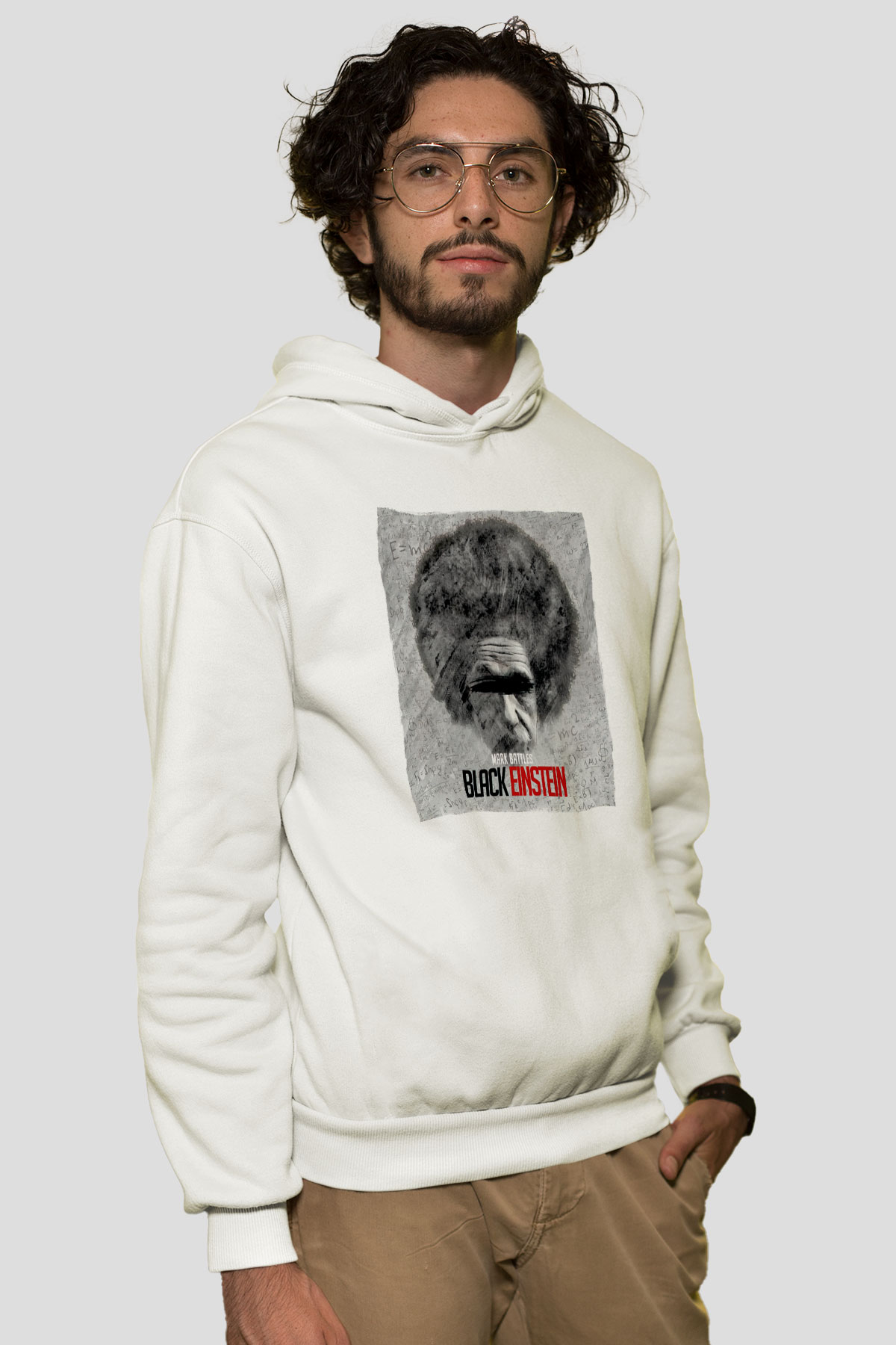 Einstein Beyaz Unisex Kapüşonlu Sweatshirt
