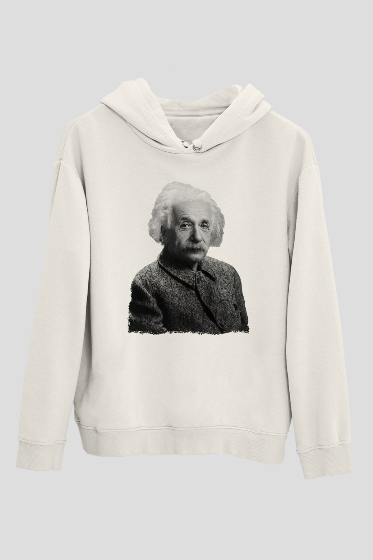 Einstein Beyaz Unisex Kapüşonlu Sweatshirt