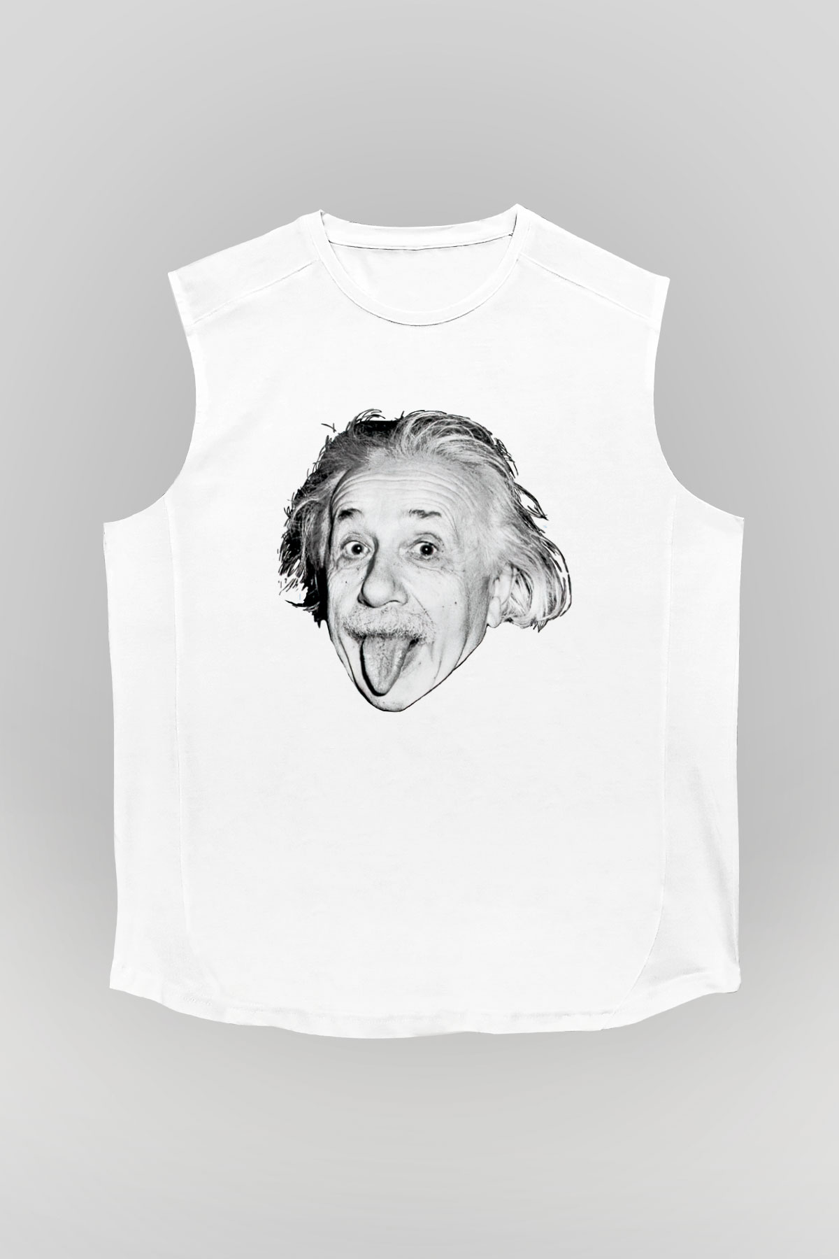 Einstein Beyaz Unisex Kolsuz Tişört