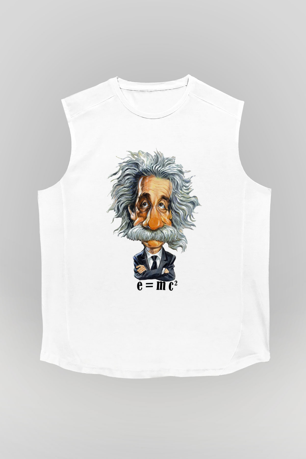 Einstein Beyaz Unisex Kolsuz Tişört