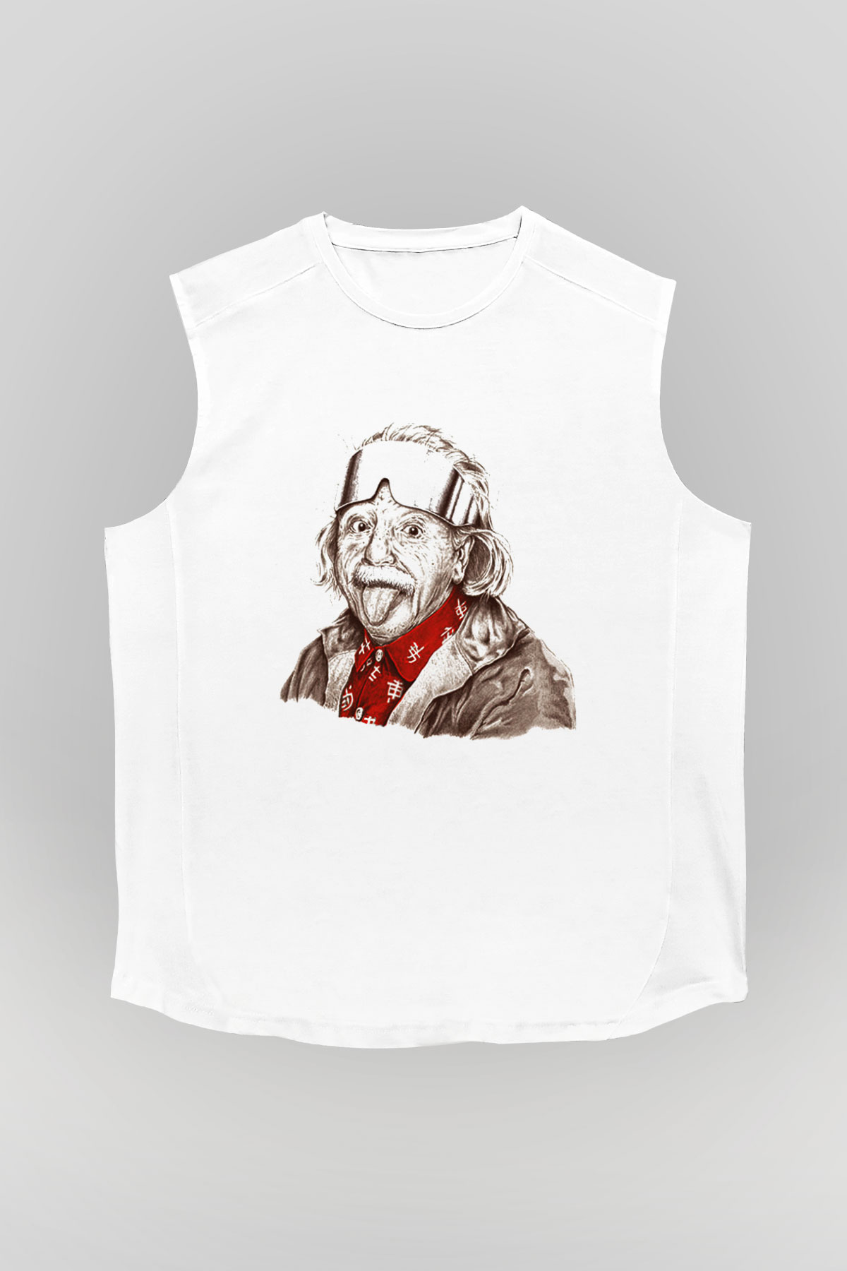 Einstein Beyaz Unisex Kolsuz Tişört
