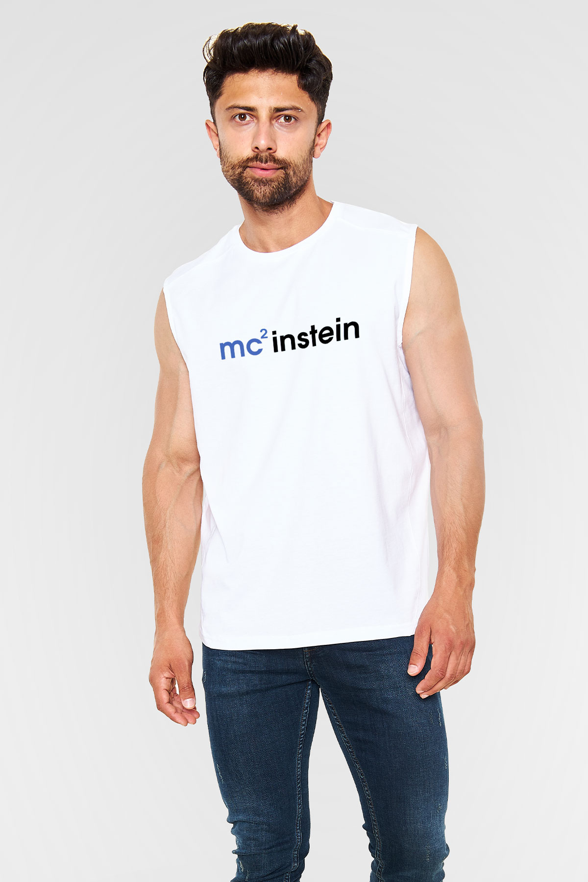 Einstein Beyaz Unisex Kolsuz Tişört