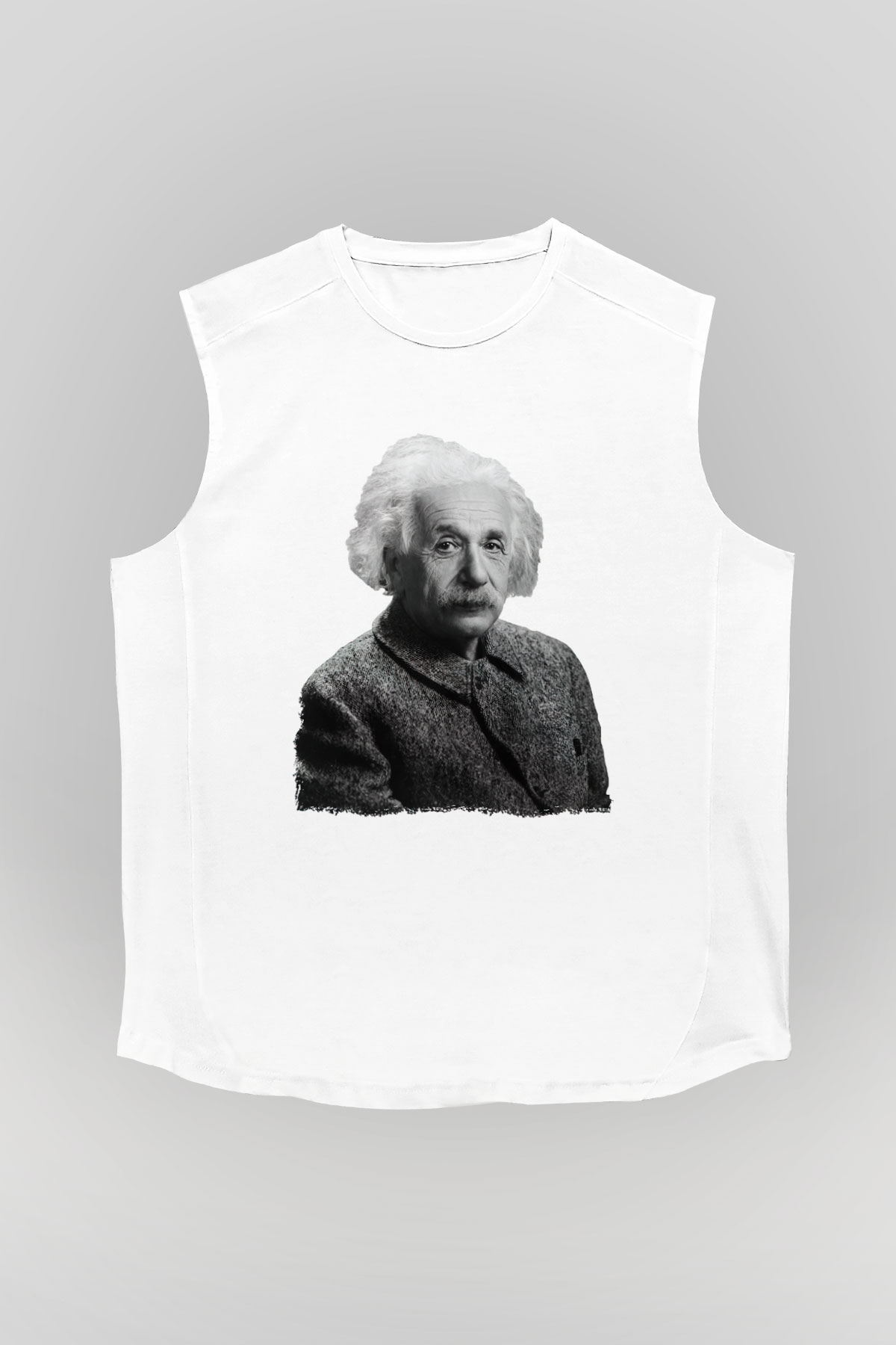 Einstein Beyaz Unisex Kolsuz Tişört