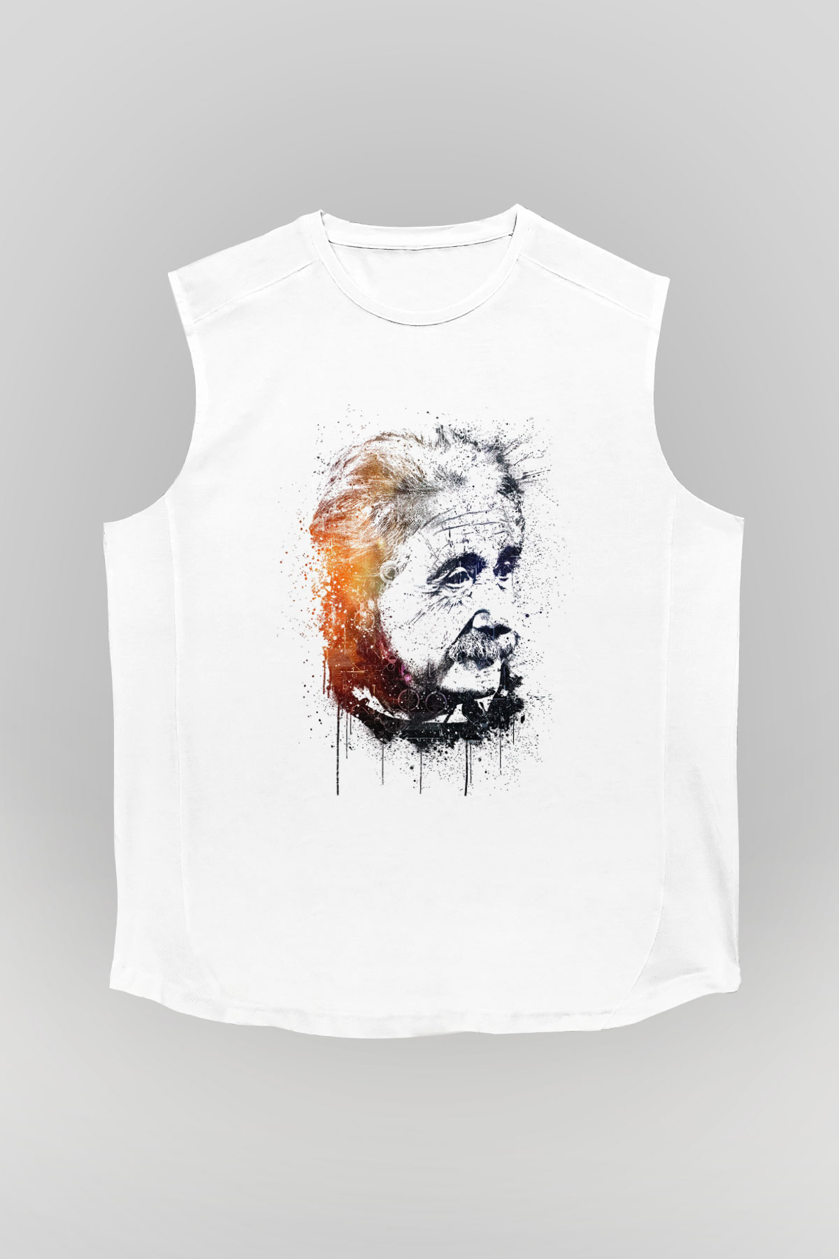 Einstein Beyaz Unisex Kolsuz Tişört