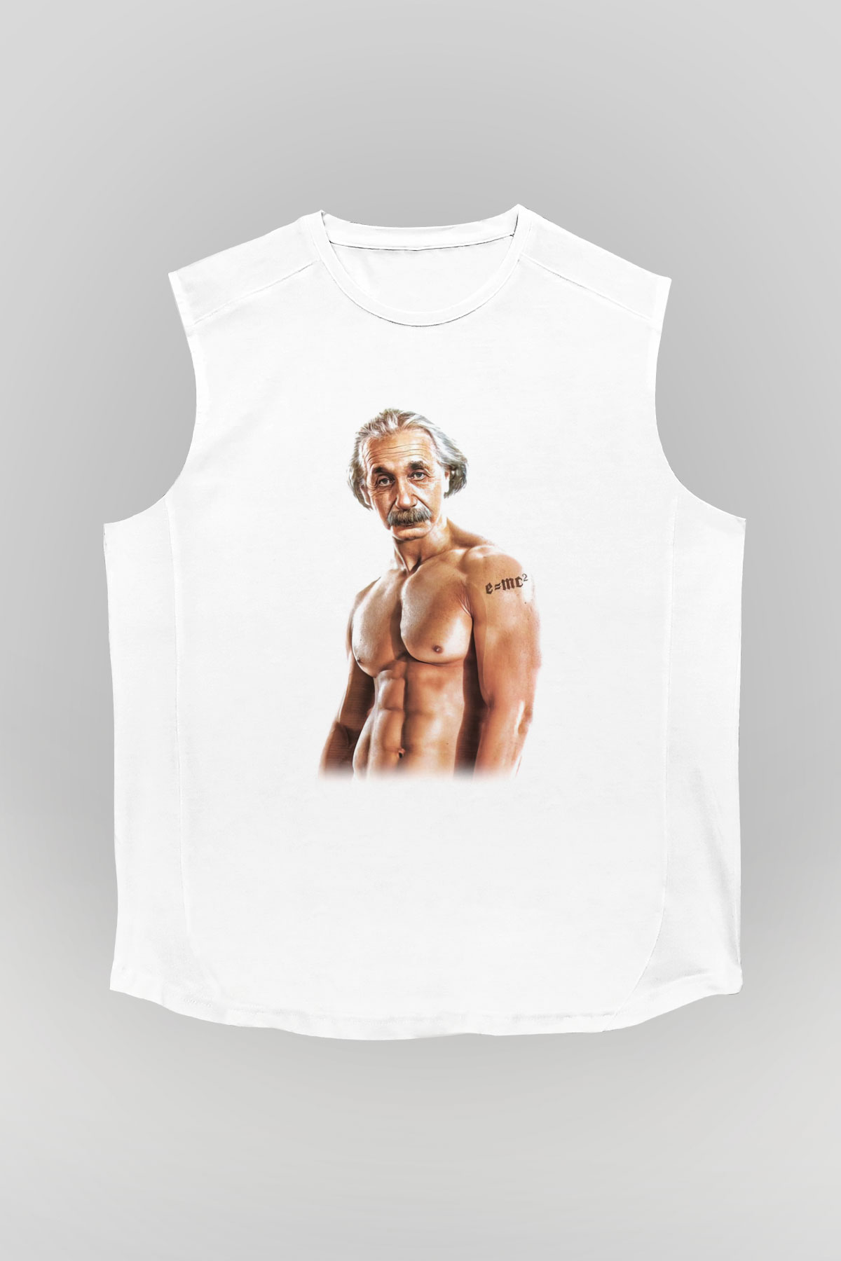 Einstein Beyaz Unisex Kolsuz Tişört