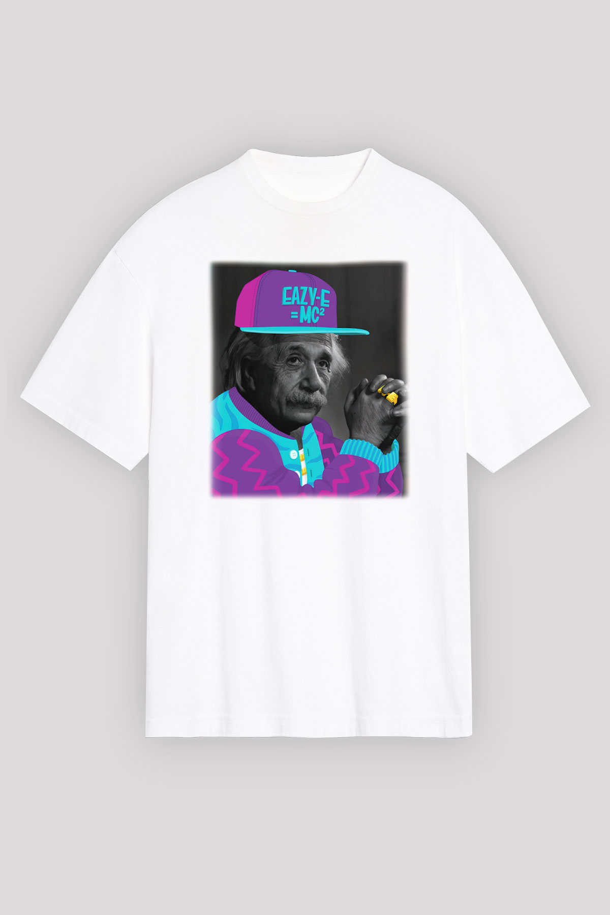 Einstein Beyaz Unisex Oversize Tişört T-Shirt