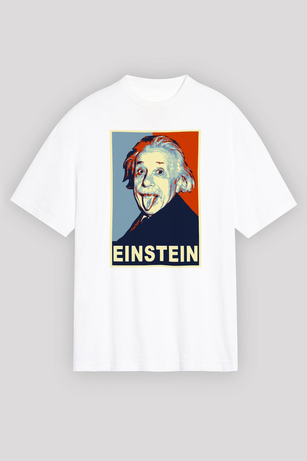 Einstein Beyaz Unisex Oversize Tişört T-Shirt