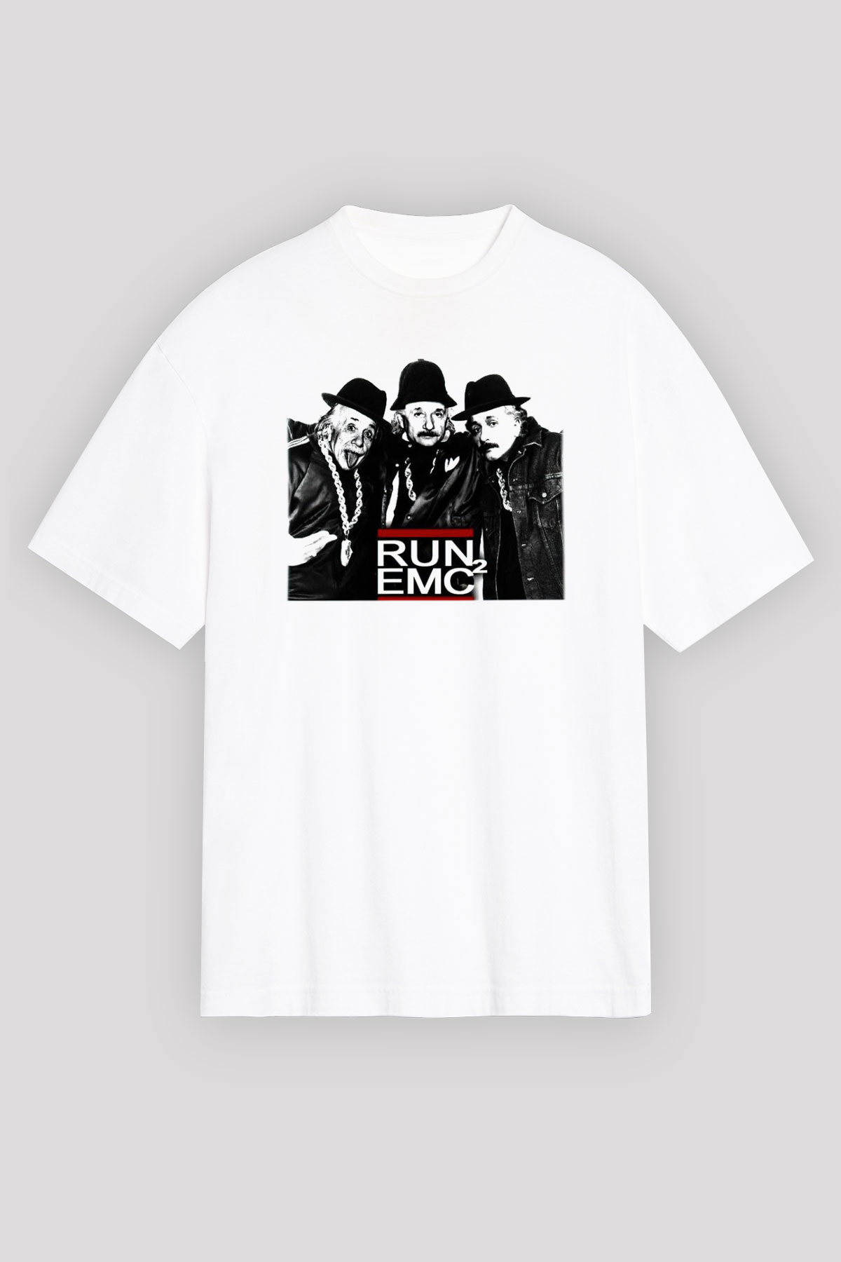 Einstein Beyaz Unisex Oversize Tişört T-Shirt