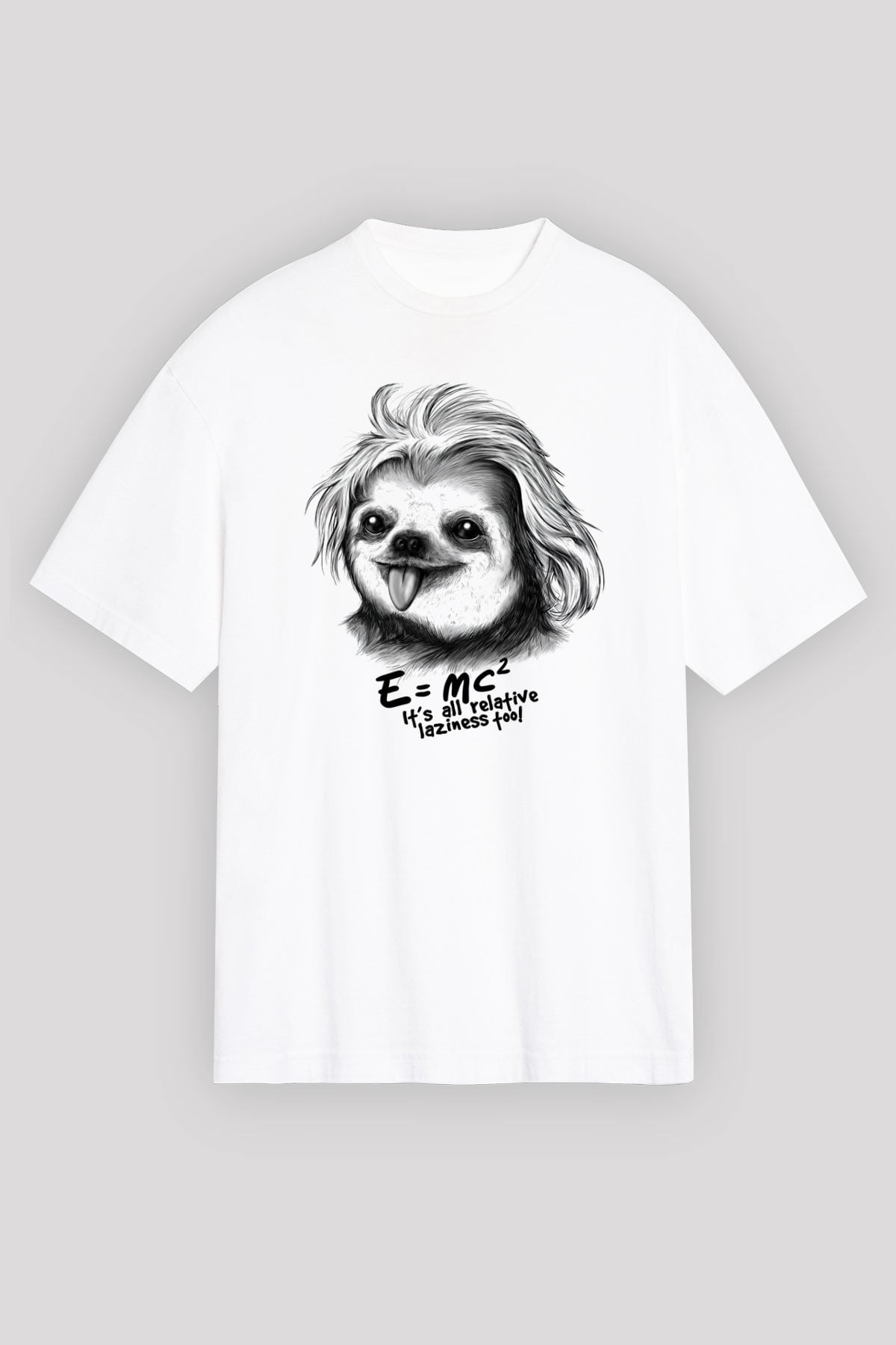 Einstein Beyaz Unisex Oversize Tişört T-Shirt