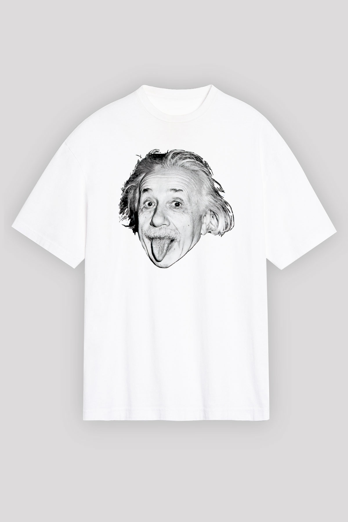Einstein Beyaz Oversize Tişört Oversize T-shirt - TişörtFabrikası