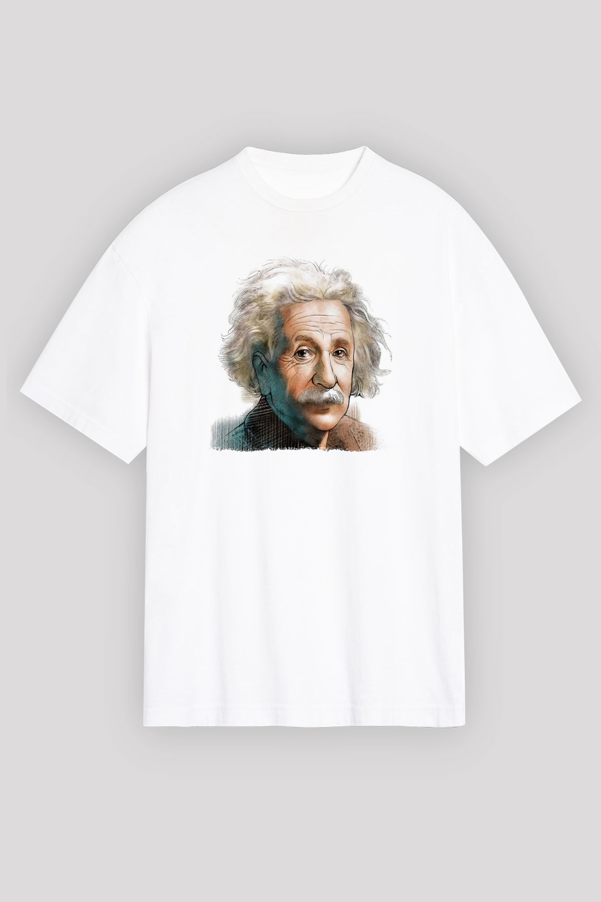Einstein Beyaz Oversize Tişört Oversize T-shirt - TişörtFabrikası
