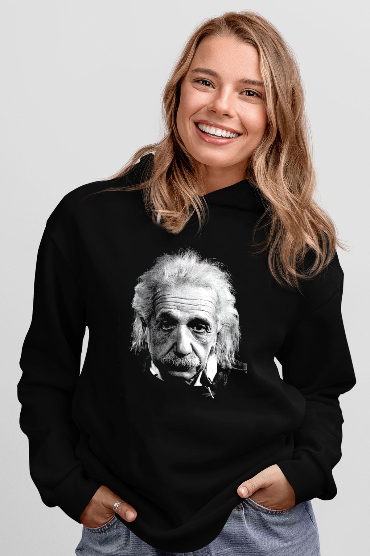 Einstein Siyah Unisex Hoodie
