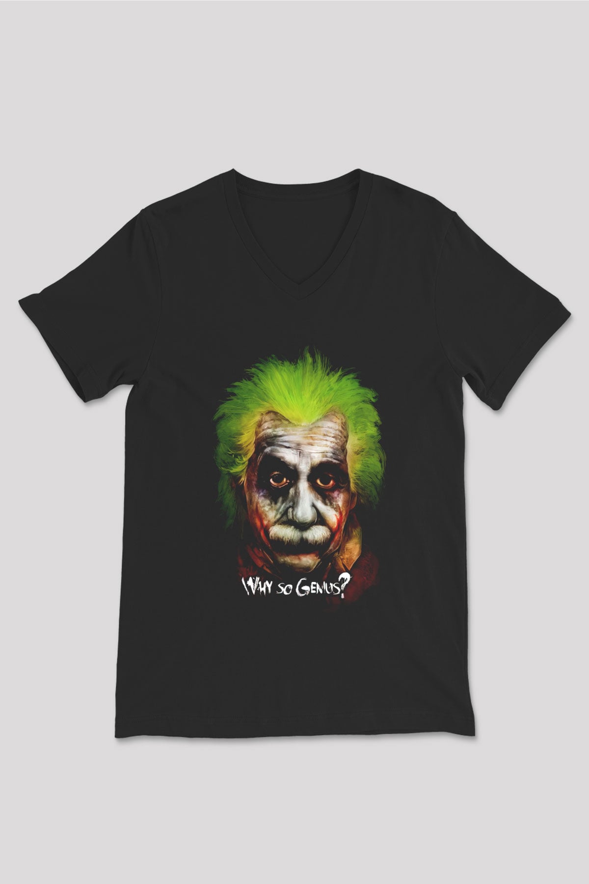 Einstein Siyah Unisex V Yaka Tişört T-Shirt