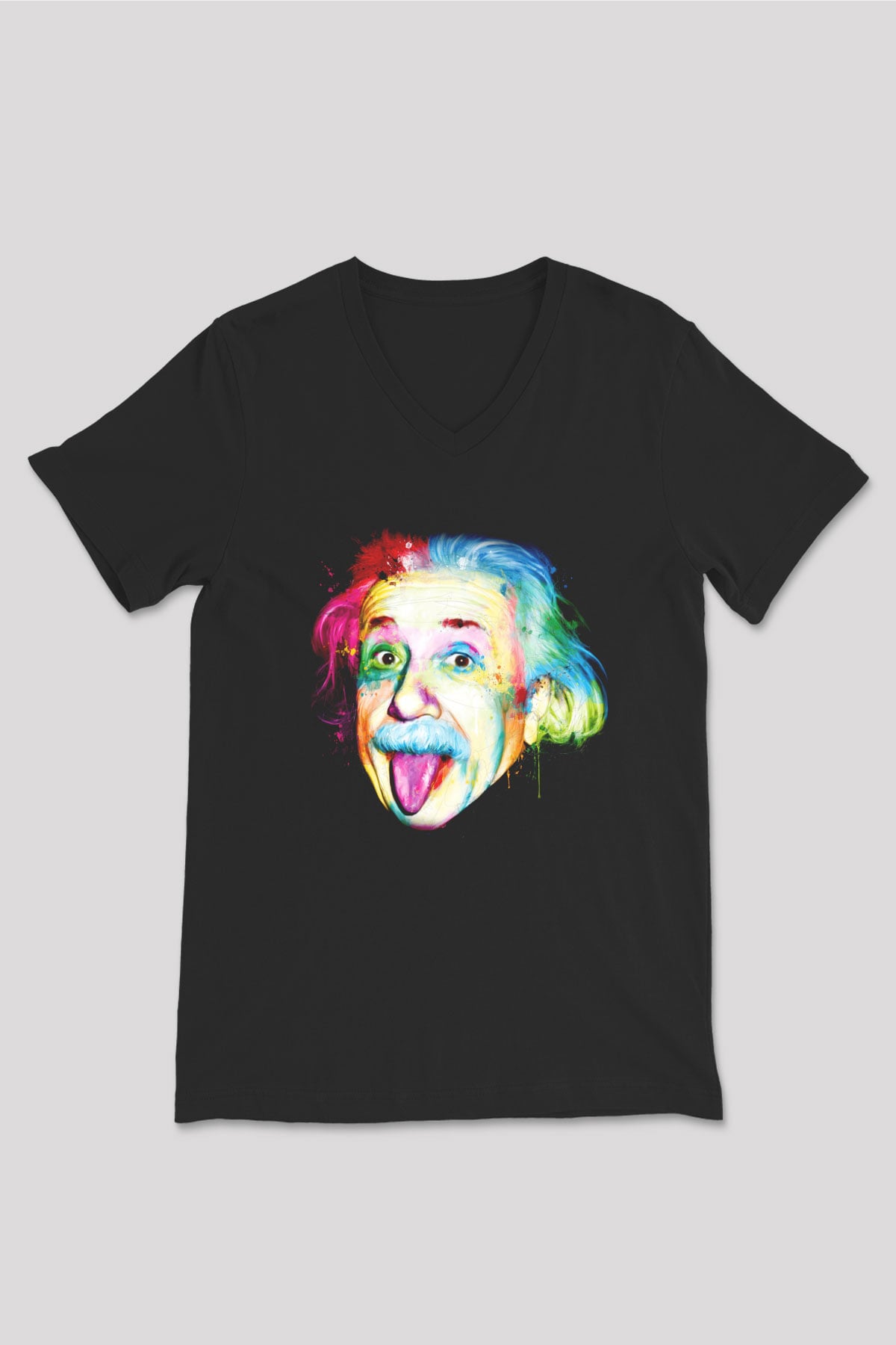 Einstein Siyah Unisex V Yaka Tişört T-Shirt