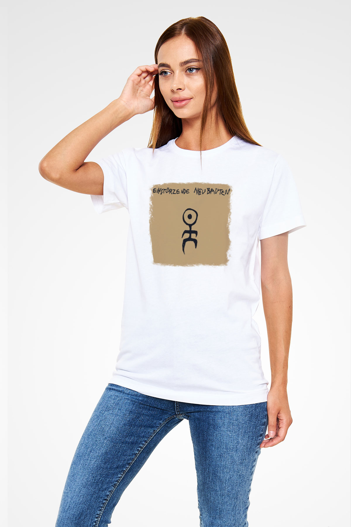 Einstürzende Neubauten Baskılı Unisex Beyaz Tişört