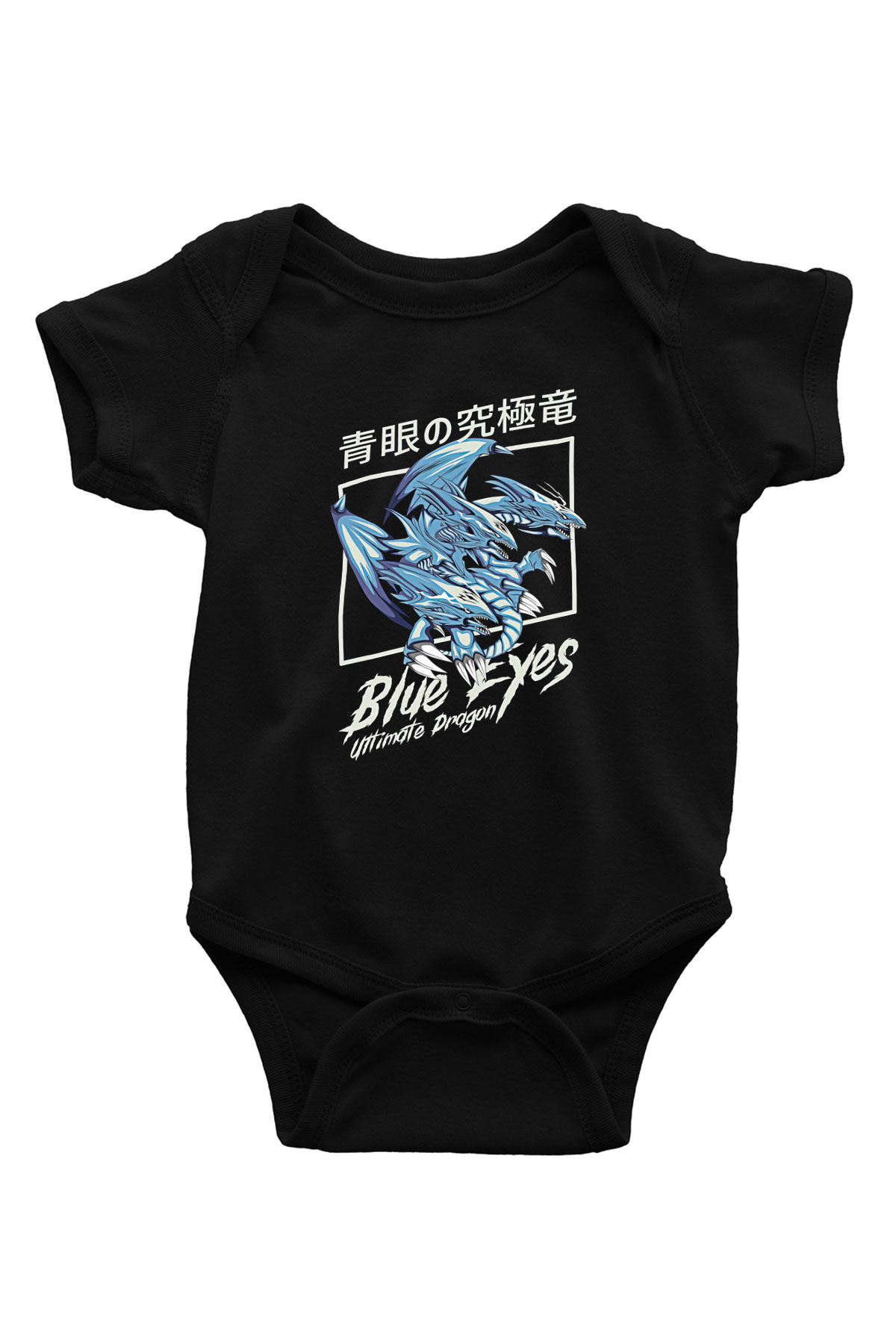 Ejderha Baskılı Unisex Siyah Bebek Body - Zıbın