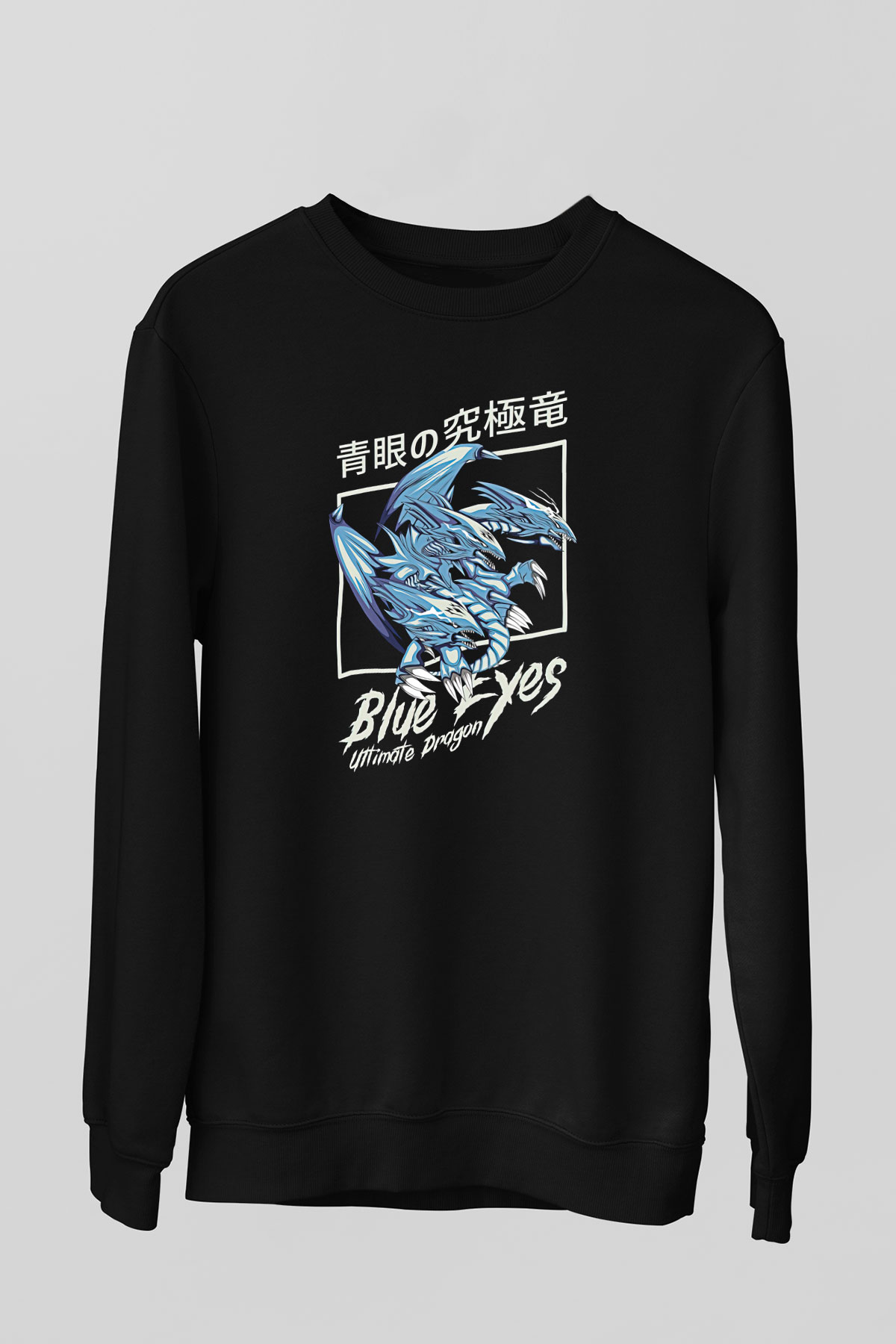 Ejderha Baskılı Unisex Siyah Sweatshirt