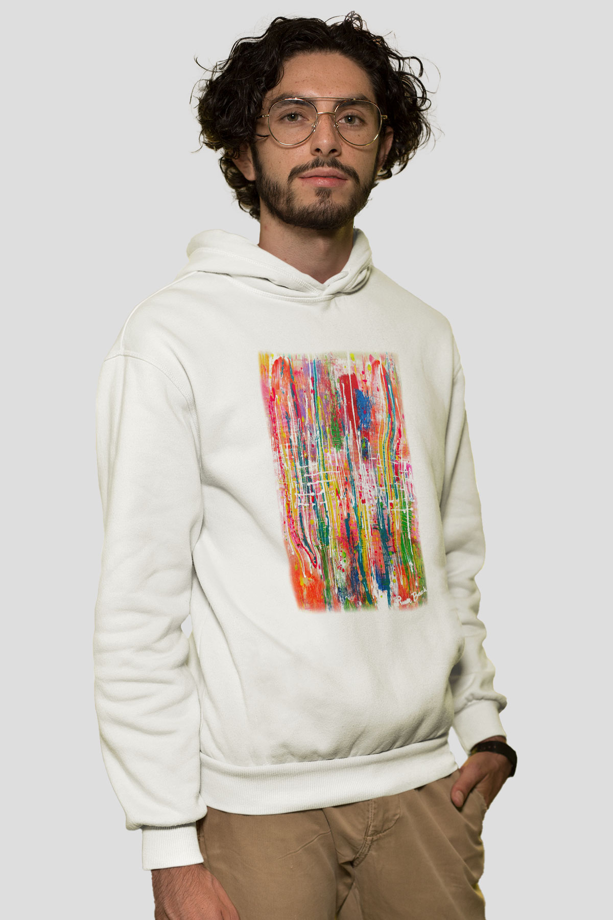 Ekspresyonizm Beyaz Unisex Kapşonlu Sweatshirt