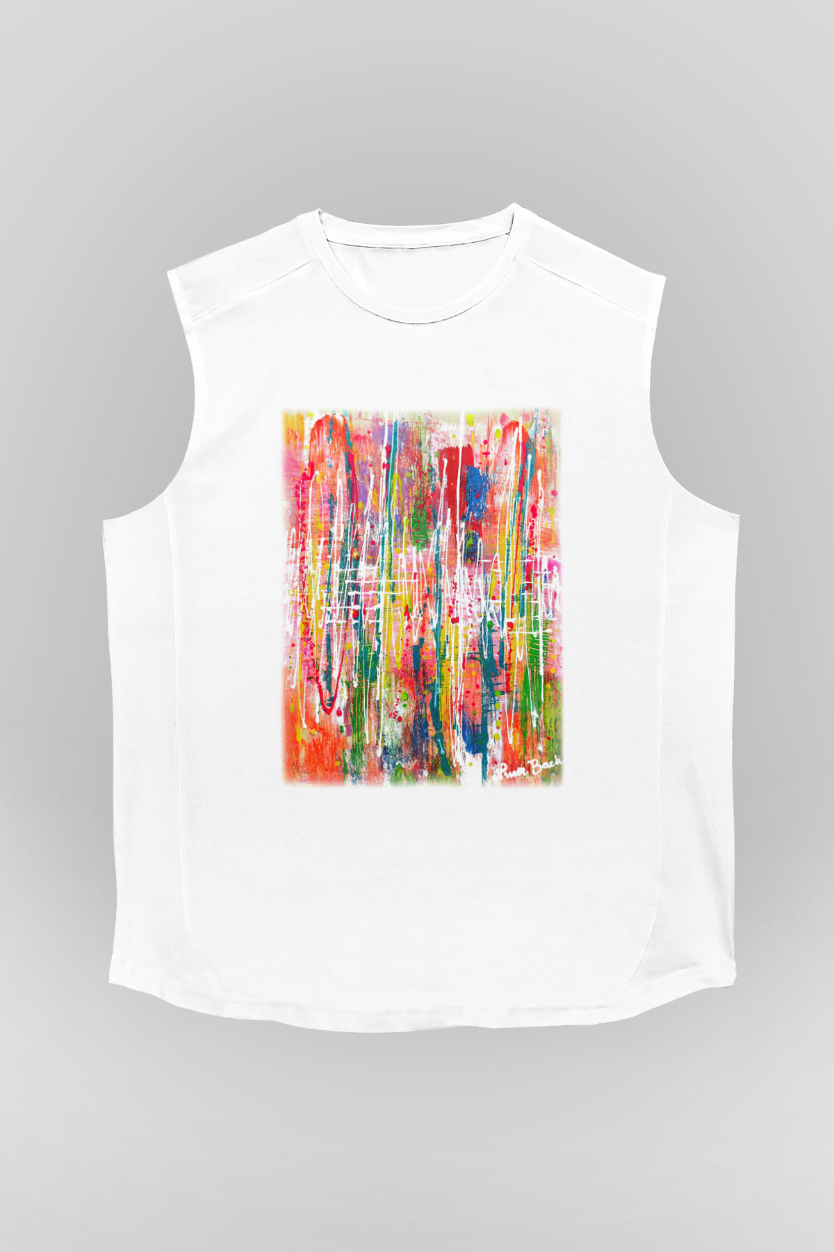 Ekspresyonizm Beyaz Unisex Kolsuz Tişört