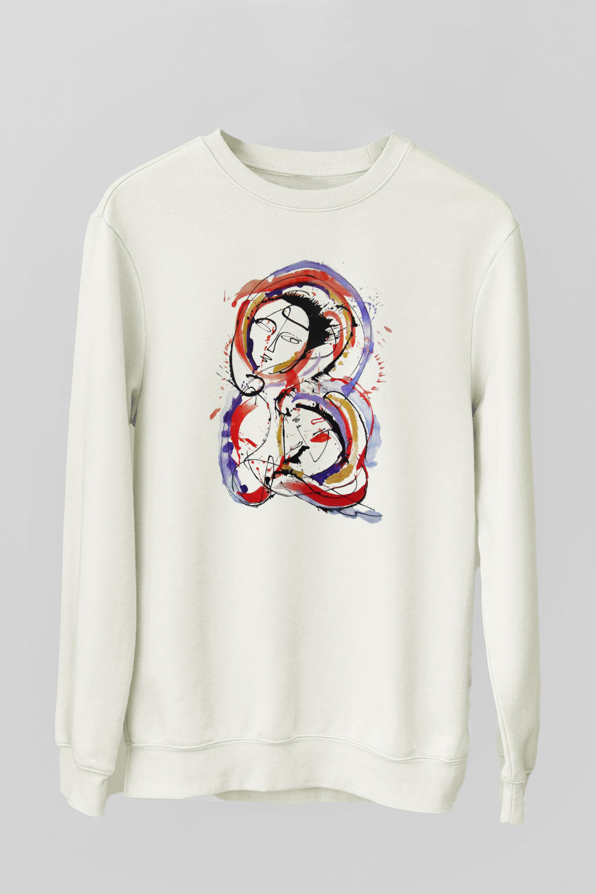 Ekspresyonizm Beyaz Unisex Sweatshirt