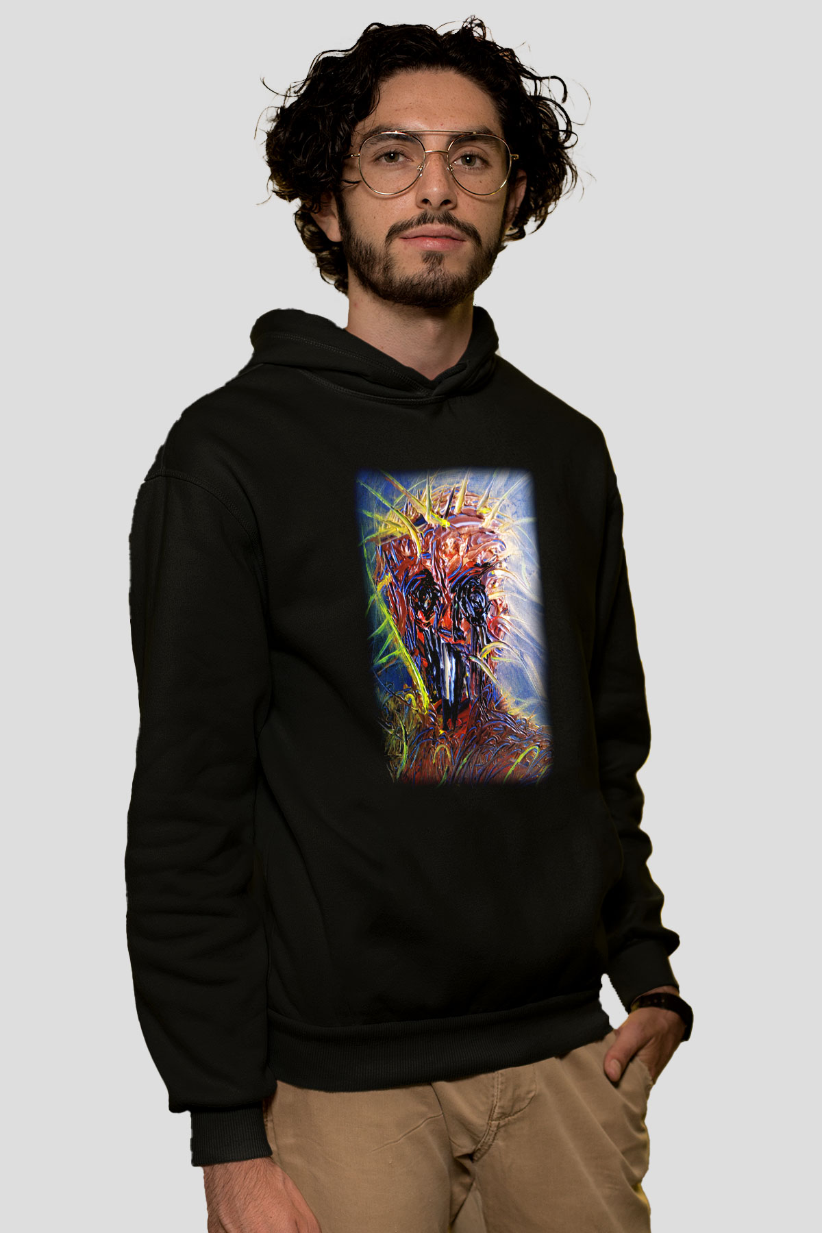 Ekspresyonizm Siyah Unisex Hoodie