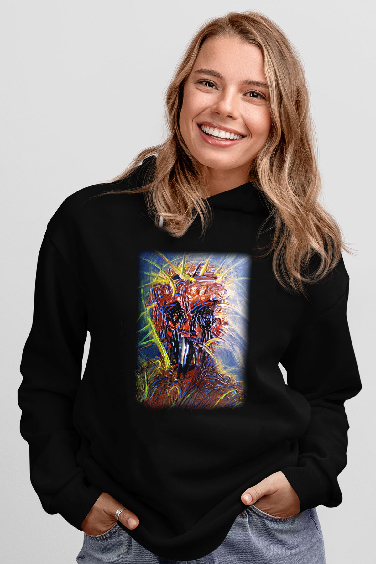 Ekspresyonizm Siyah Unisex Hoodie