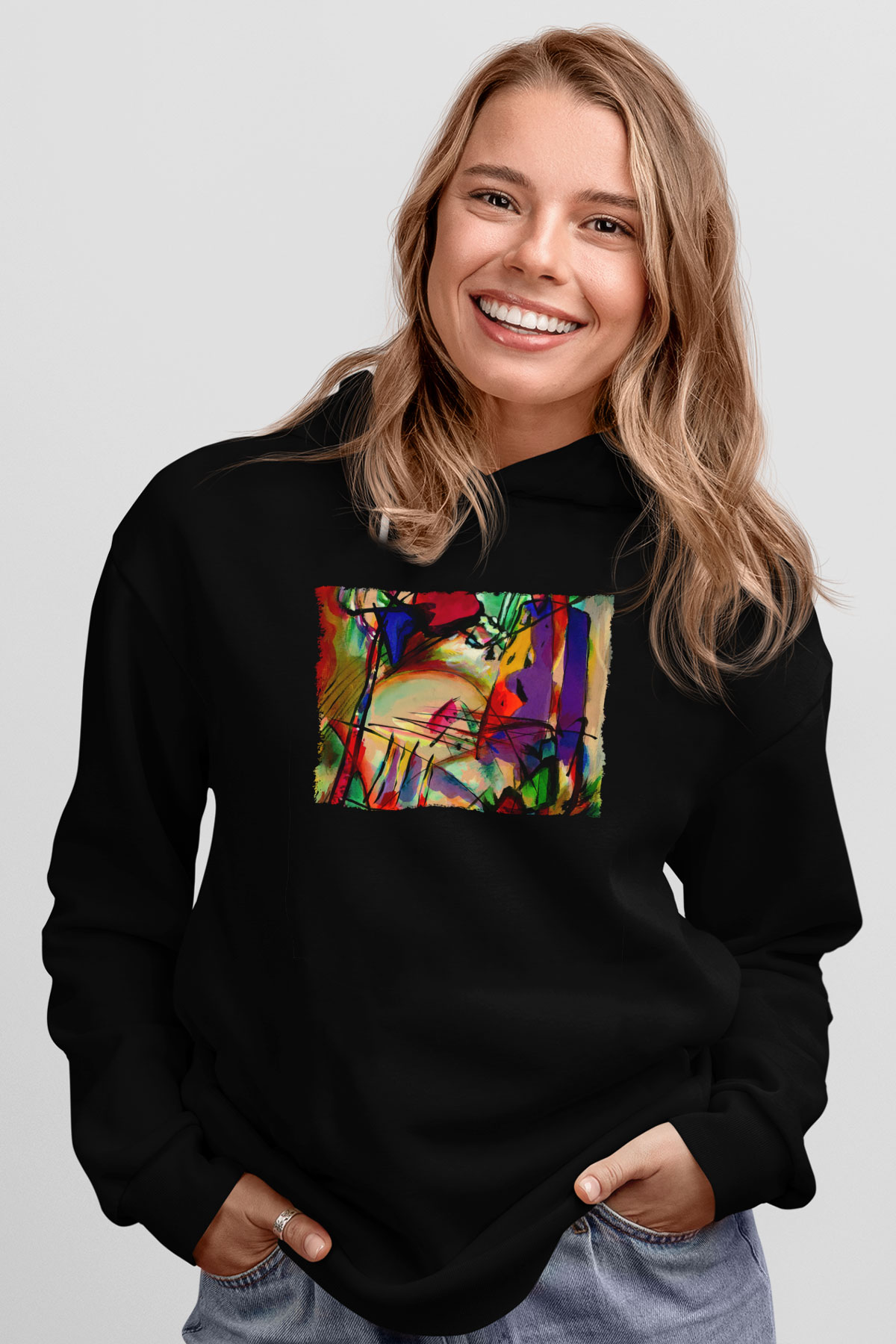 Ekspresyonizm Siyah Unisex Hoodie