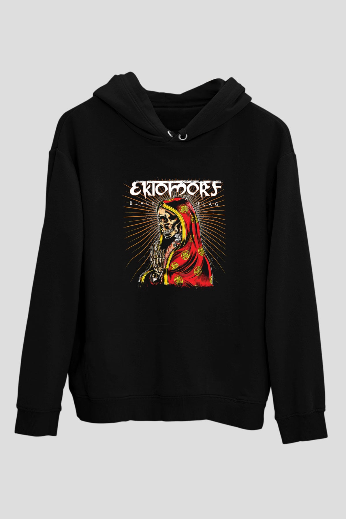 Ektomorf Baskılı Unisex Siyah Hoodie