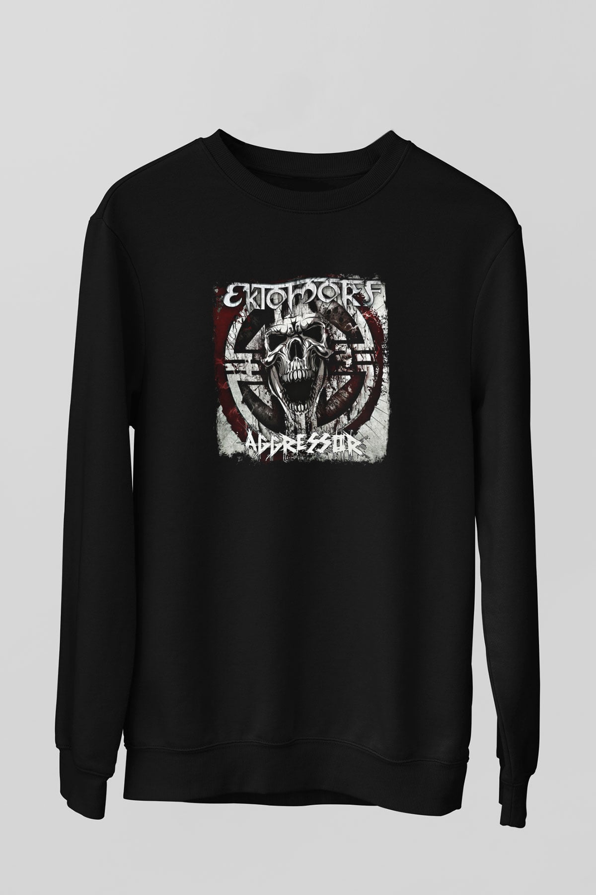 Ektomorf Baskılı Unisex Siyah Sweatshirt