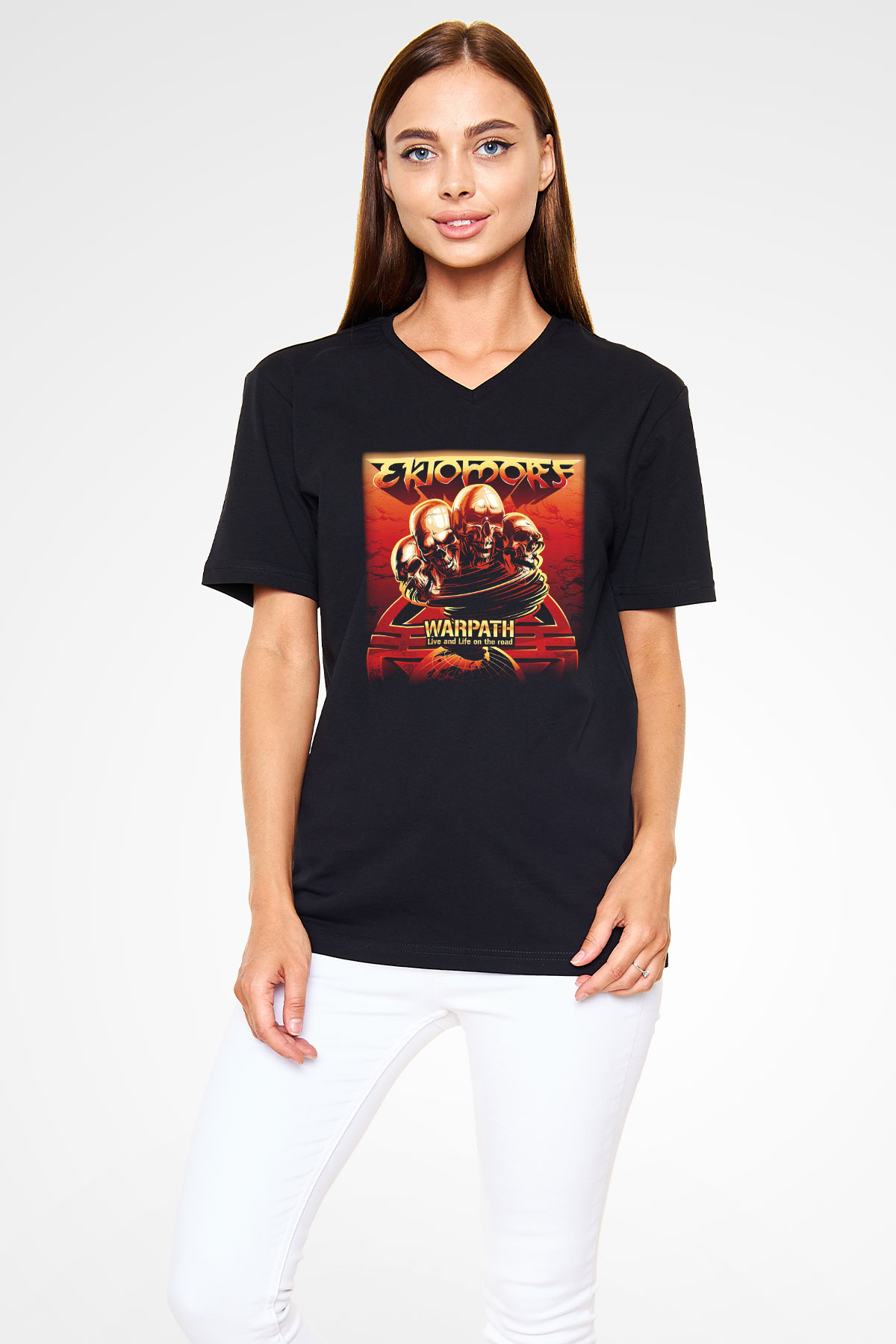Ektomorf Siyah Unisex V Yaka Tişört T-Shirt