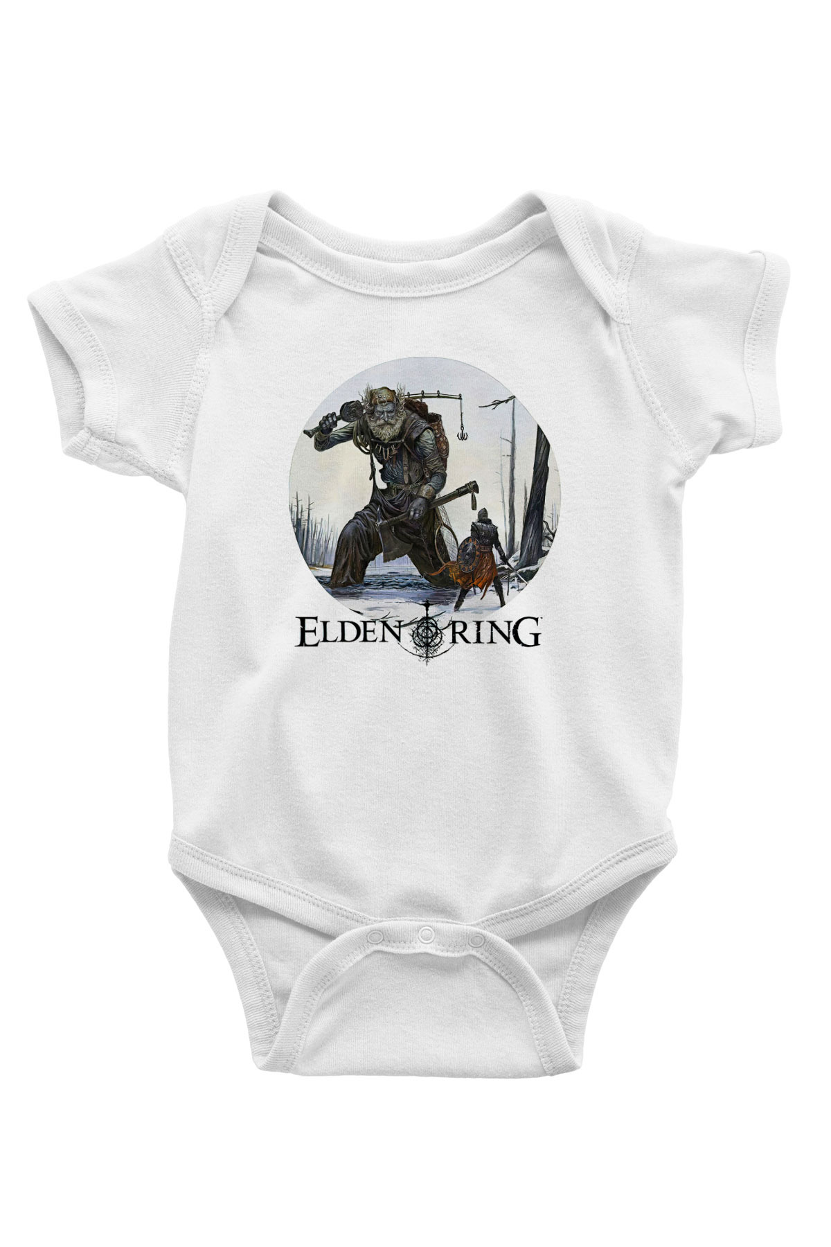 Elden Ring Baskılı Beyaz Unisex Bebek Body - Zıbın